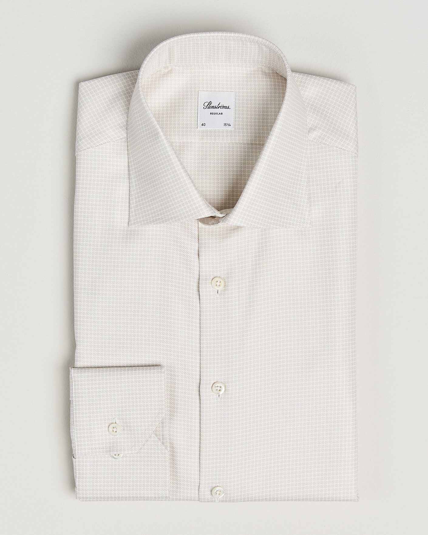 Uomini | Camicie | Stenströms | Regular Fit Micro Structure Shirt Beige