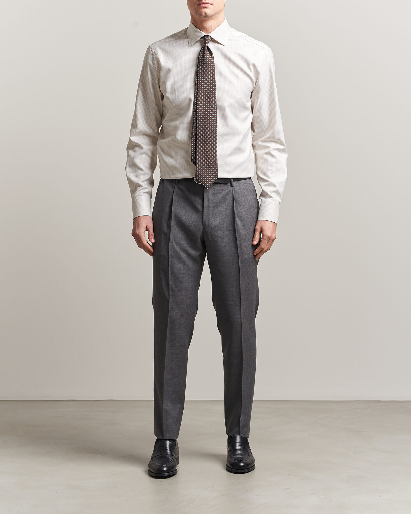 Uomini | Camicie | Stenströms | Regular Fit Micro Structure Shirt Beige