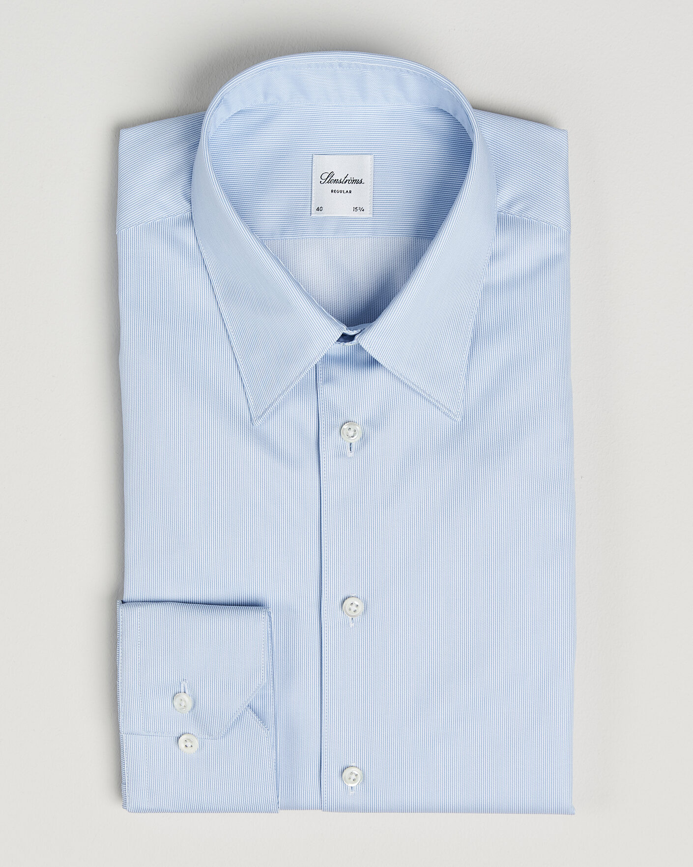 Uomini | Camicie | Stenströms | Regular Fit Thin Stripe Pointed Collar Shirt Blue
