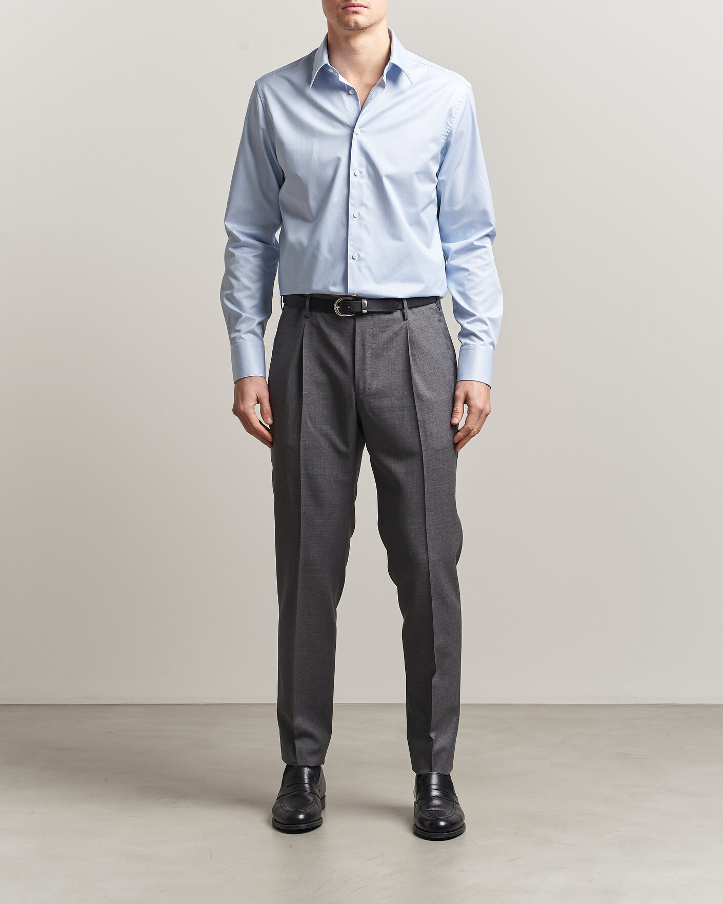 Uomini | Camicie | Stenströms | Regular Fit Thin Stripe Pointed Collar Shirt Blue