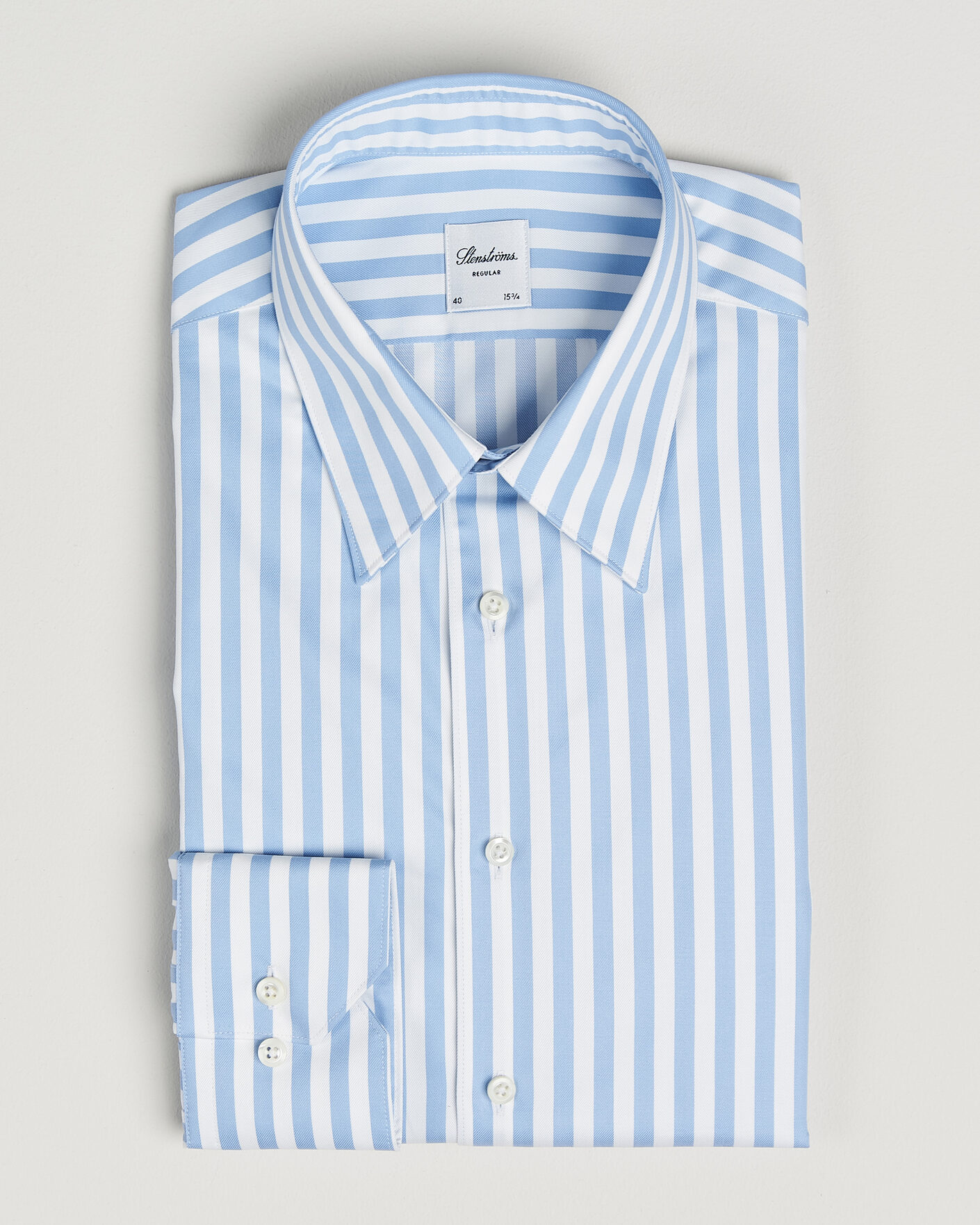 Uomini | Camicie | Stenströms | Regular Fit Striped Pointed Collar Shirt Blue