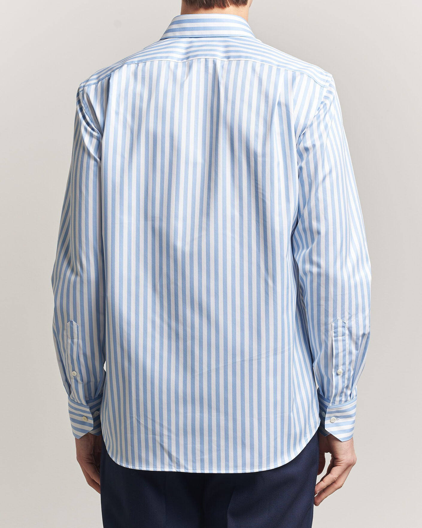 Uomini | Camicie | Stenströms | Regular Fit Striped Pointed Collar Shirt Blue