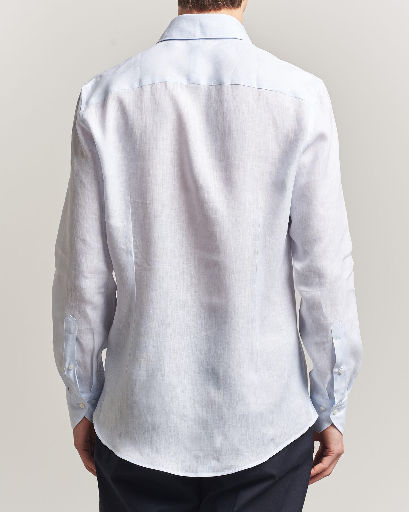 Uomini | Camicie | Stenströms | 1899 Linen One Piece Collar Shirt Light Blue