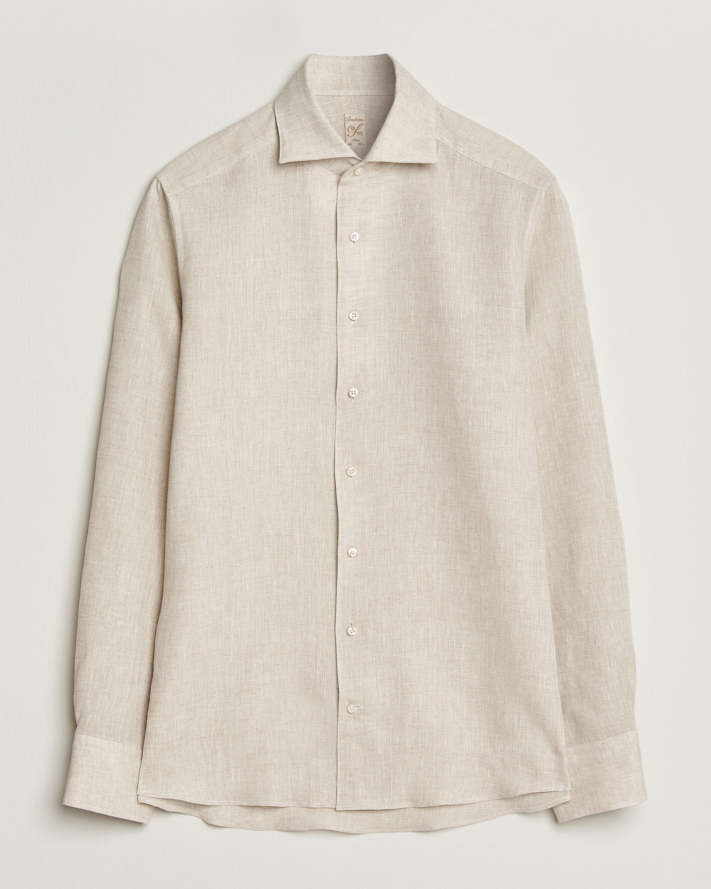 Uomini | Camicie | Stenströms | 1899 Linen One Piece Collar Shirt Beige