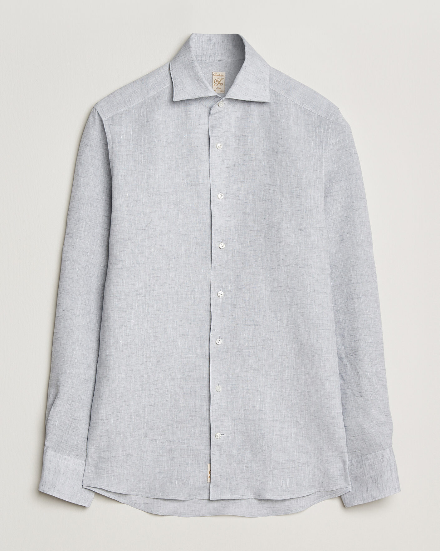 Uomini | Camicie | Stenströms | 1899 Linen One Piece Collar Shirt Grey