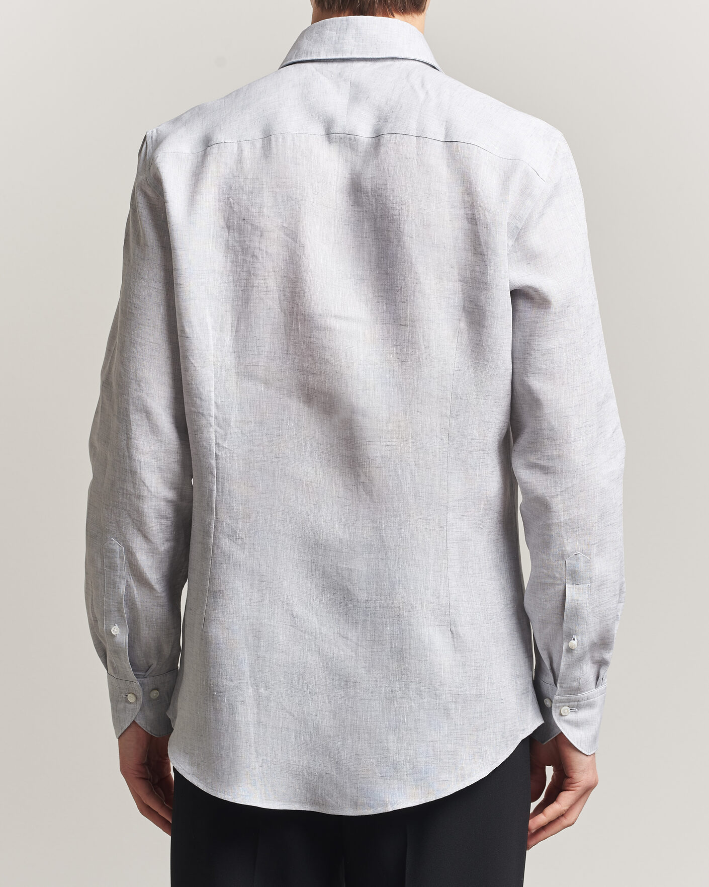 Uomini | Camicie | Stenströms | 1899 Linen One Piece Collar Shirt Grey