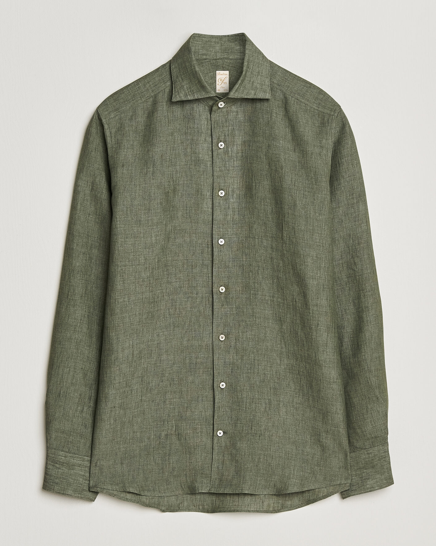 Uomini | Camicie | Stenströms | 1899 Linen One Piece Collar Shirt Olive