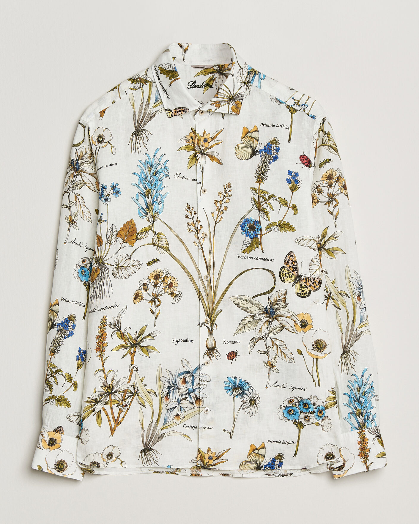 Uomini | Camicie | Stenströms | Reglar Fit Botanical Print Linen Shirt Multi