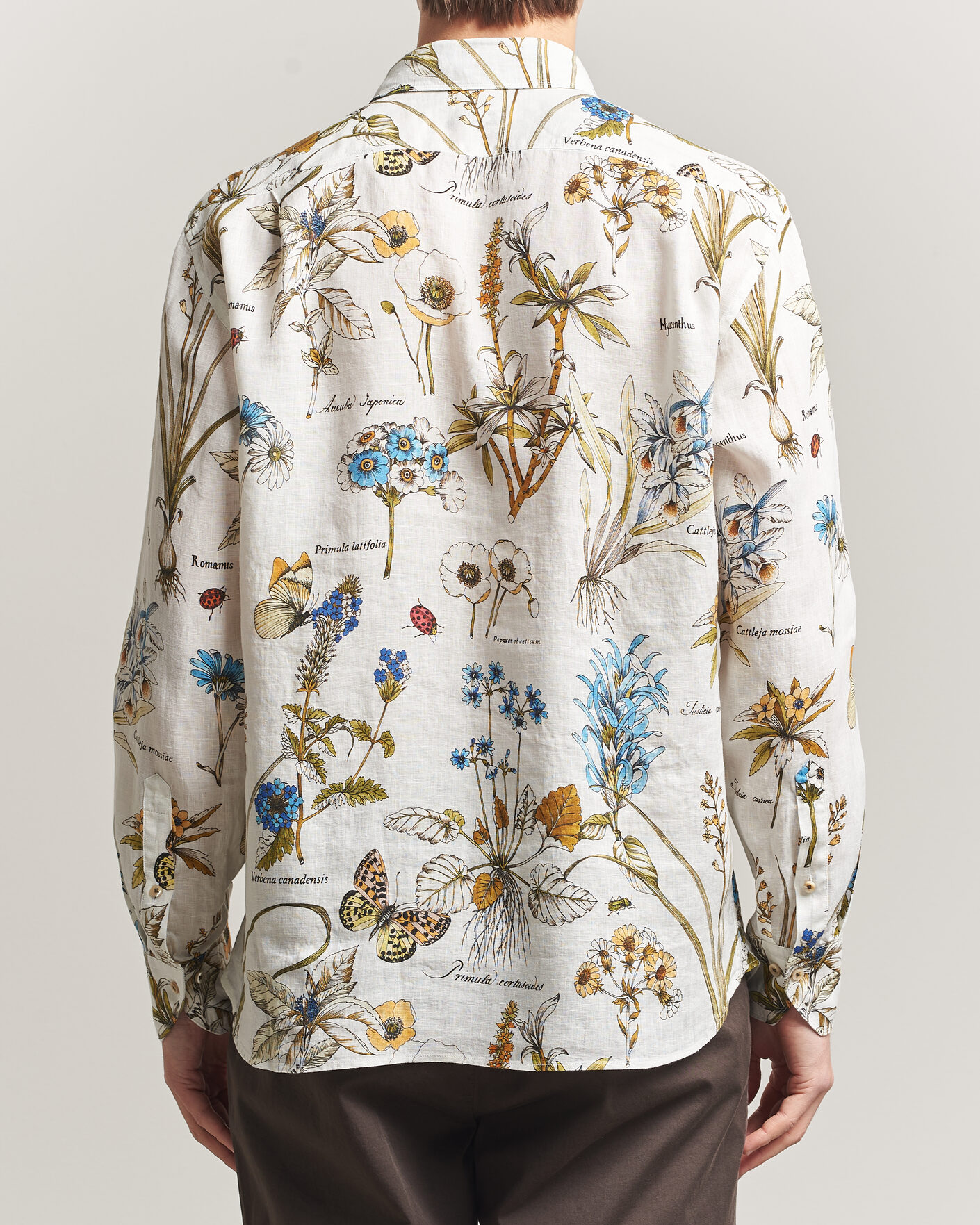 Uomini | Camicie | Stenströms | Reglar Fit Botanical Print Linen Shirt Multi
