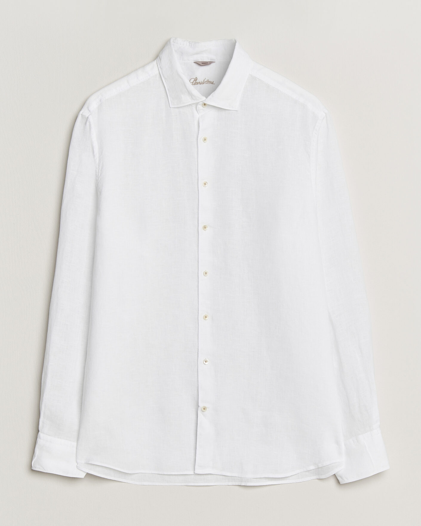 Uomini | Camicie | Stenströms | Regular Fit Cut Away Linen Shirt White