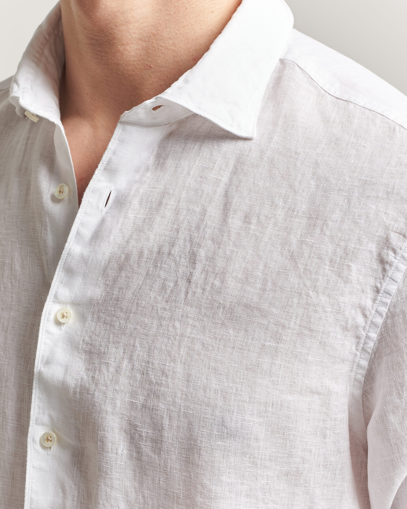 Uomini | Camicie | Stenströms | Regular Fit Cut Away Linen Shirt White