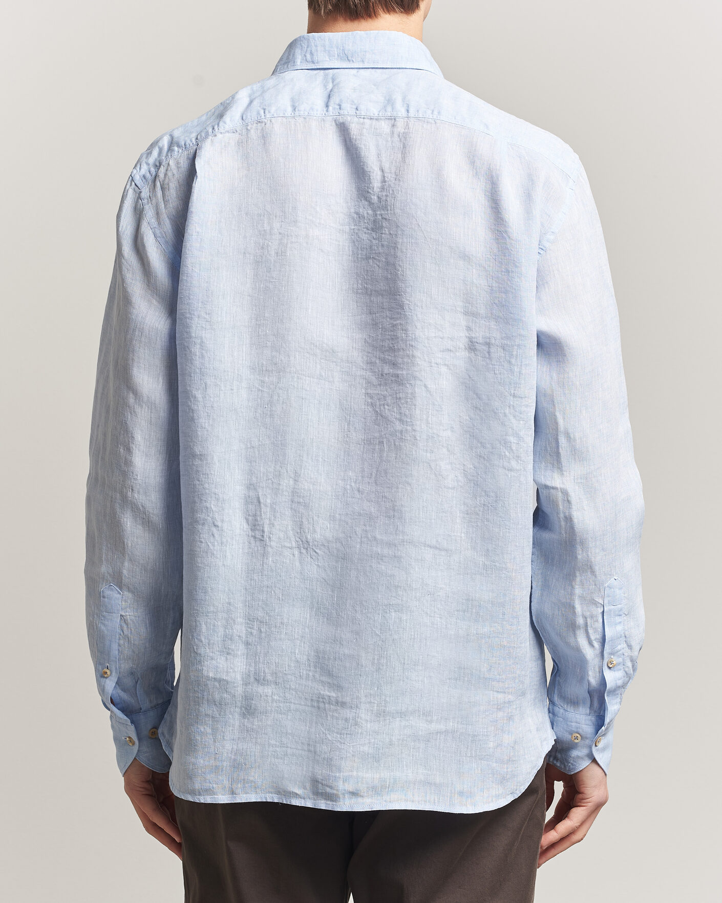 Uomini | Camicie | Stenströms | Regular Fit Cut Away Linen Shirt Light Blue