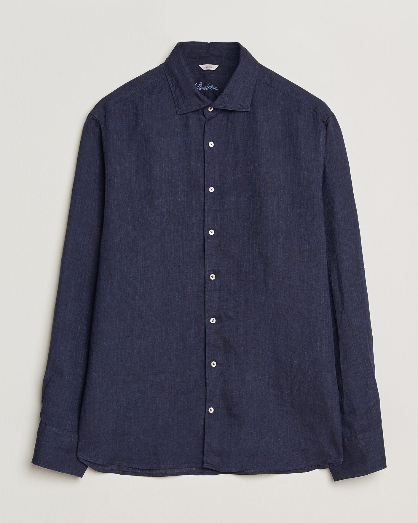 Uomini | Camicie | Stenströms | Regular Fit Cut Away Linen Shirt Navy