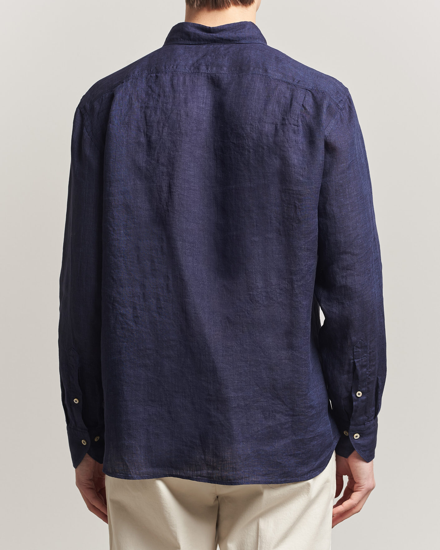 Uomini | Camicie | Stenströms | Regular Fit Cut Away Linen Shirt Navy