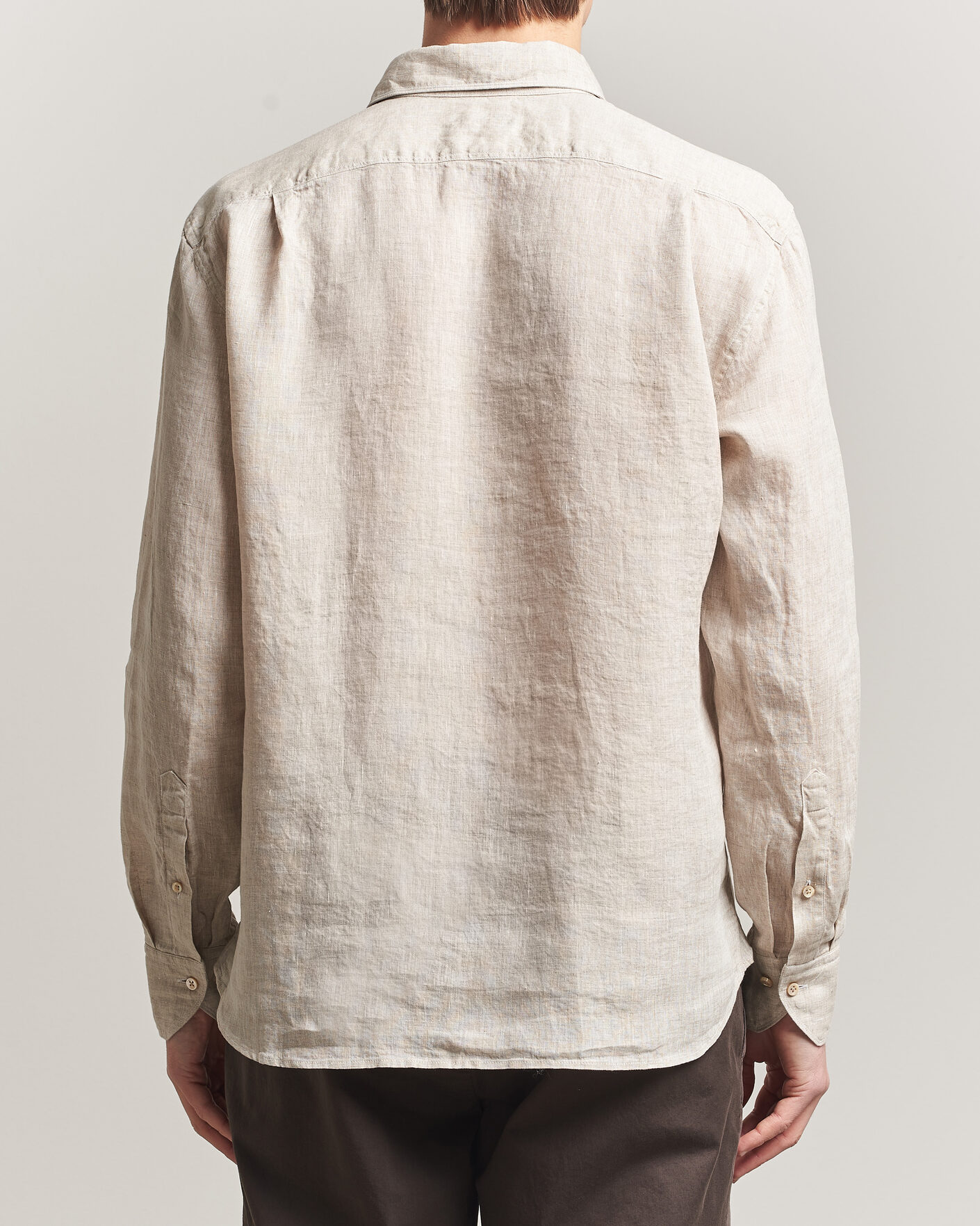 Uomini | Camicie | Stenströms | Regular Fit Cut Away Linen Shirt Beige