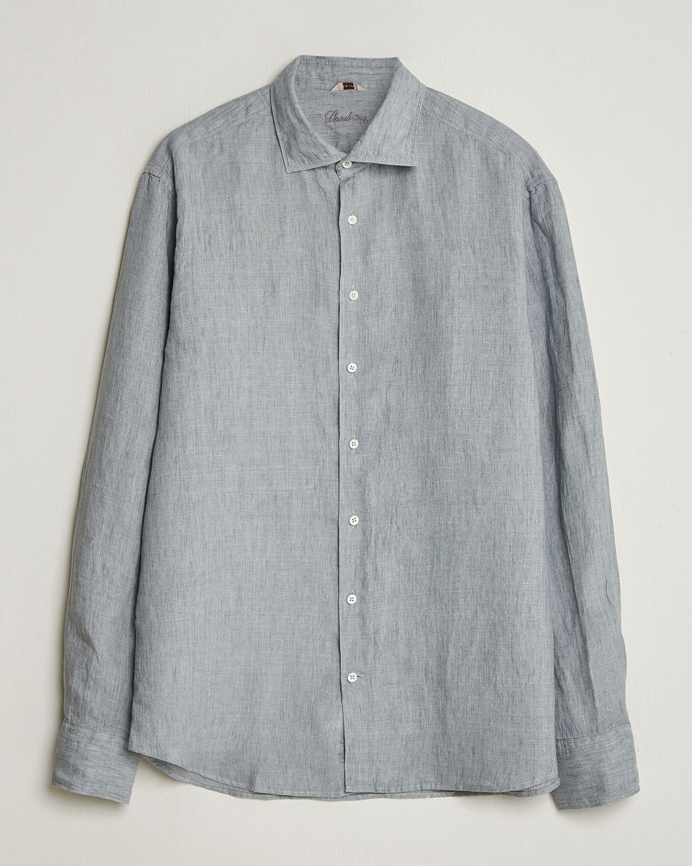 Uomini | Camicie | Stenströms | Regular Fit Cut Away Linen Shirt Grey