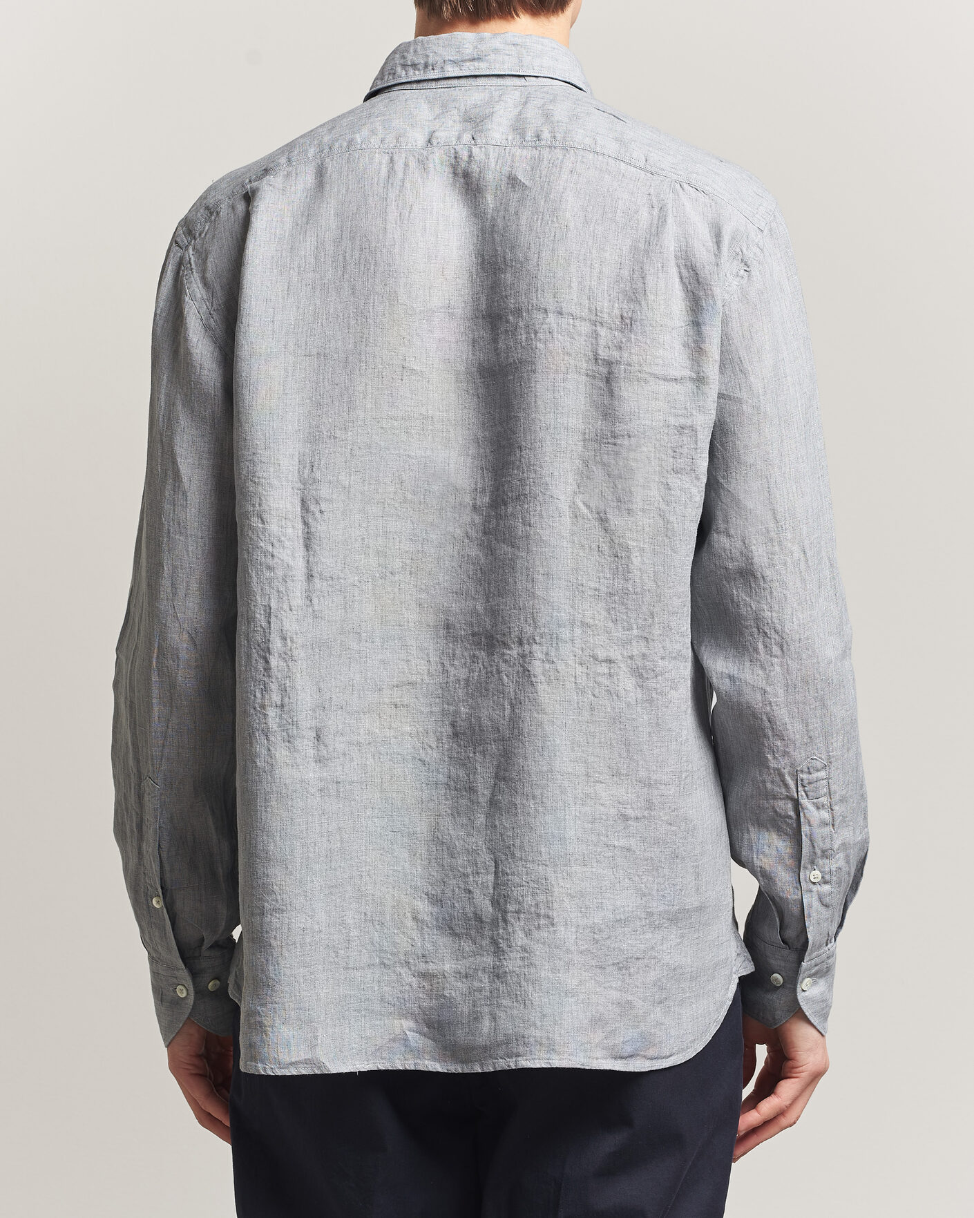 Uomini | Camicie | Stenströms | Regular Fit Cut Away Linen Shirt Grey