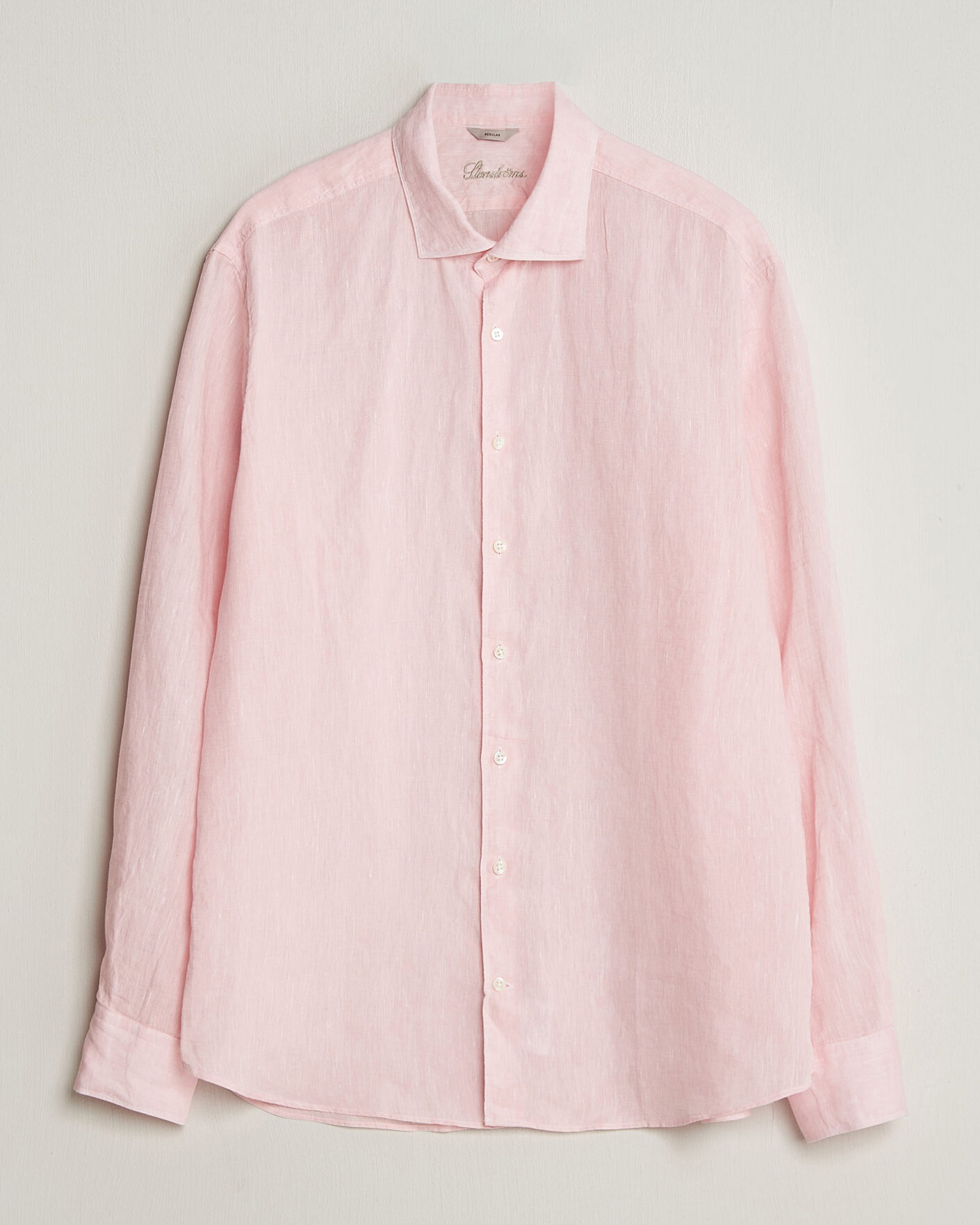 Uomini | Camicie | Stenströms | Regular Fit Cut Away Linen Shirt Soft Pink