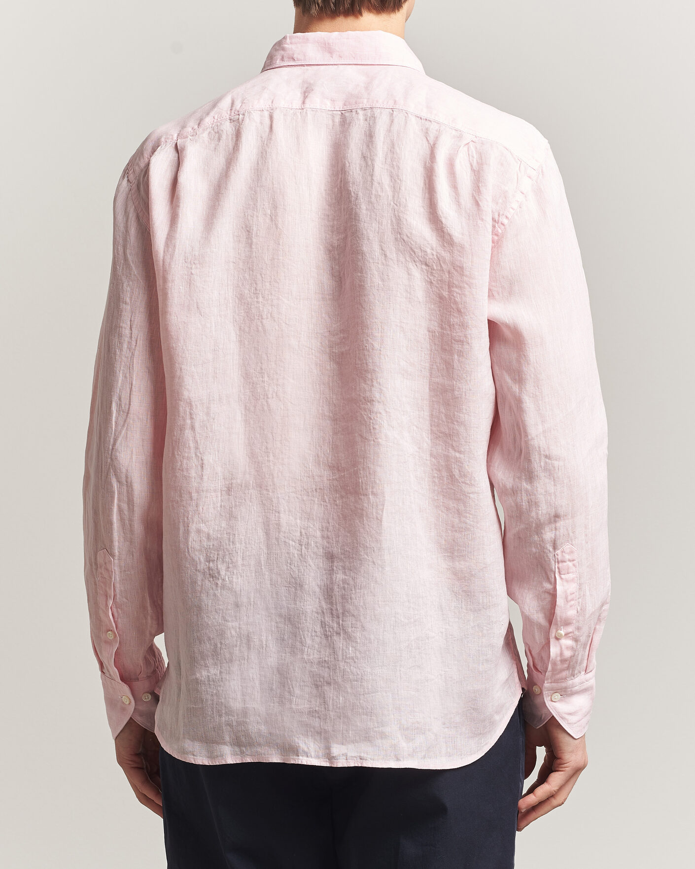 Uomini | Camicie | Stenströms | Regular Fit Cut Away Linen Shirt Soft Pink