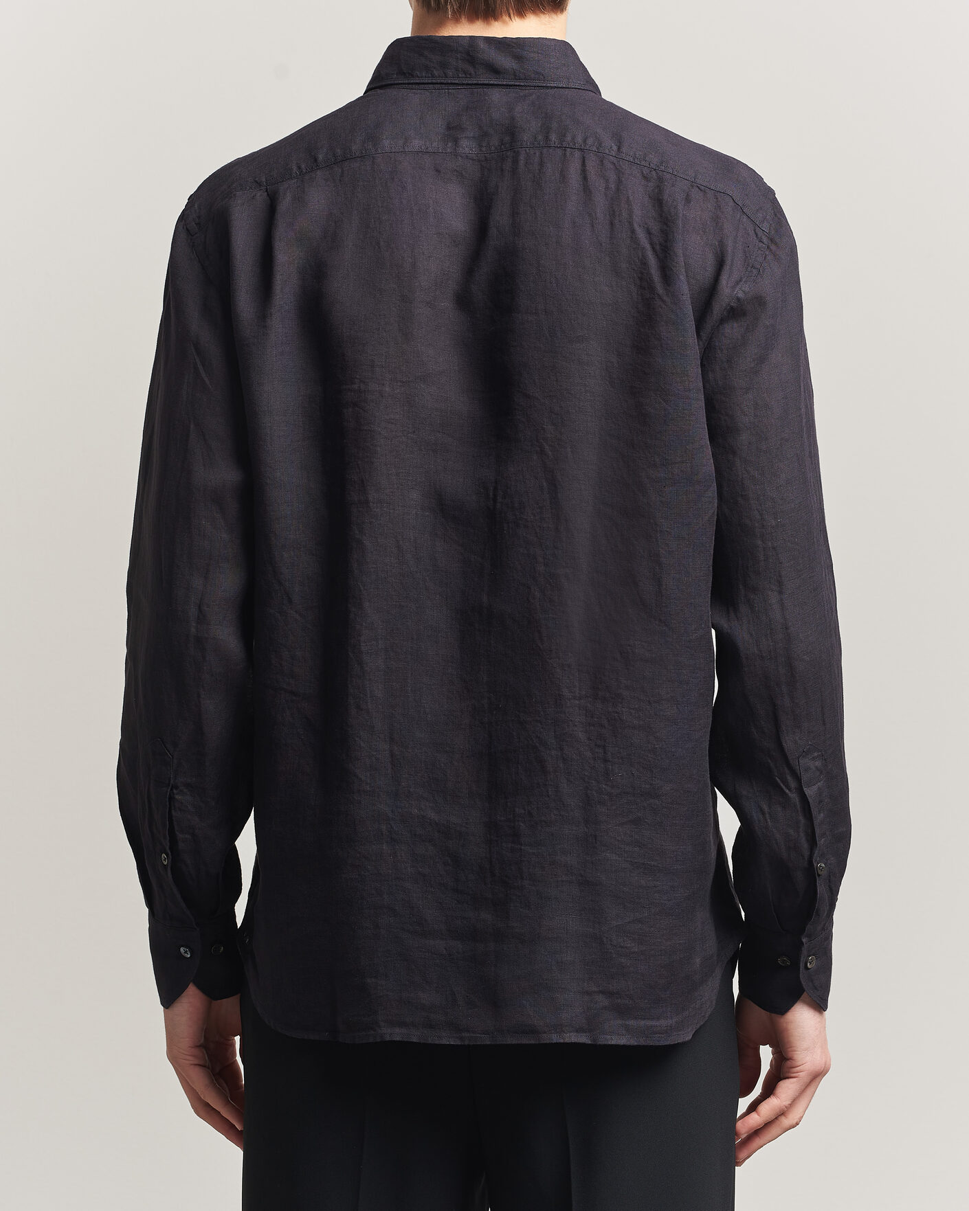 Uomini | Camicie | Stenströms | Regular Fit Cut Away Linen Shirt Black