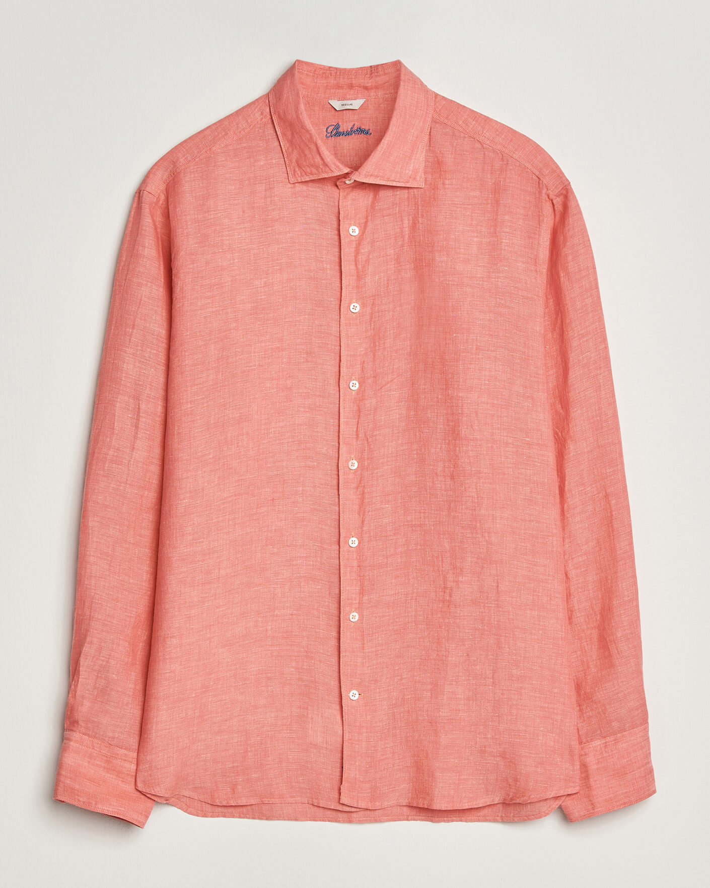 Uomini | Camicie | Stenströms | Regular Fit Cut Away Linen Shirt Raspberry