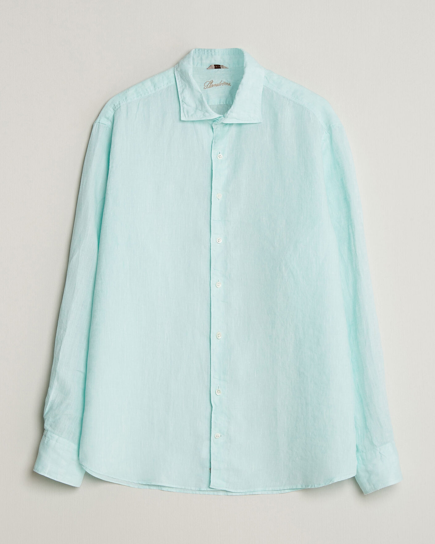 Uomini | Camicie | Stenströms | Regular Fit Cut Away Linen Shirt Mint