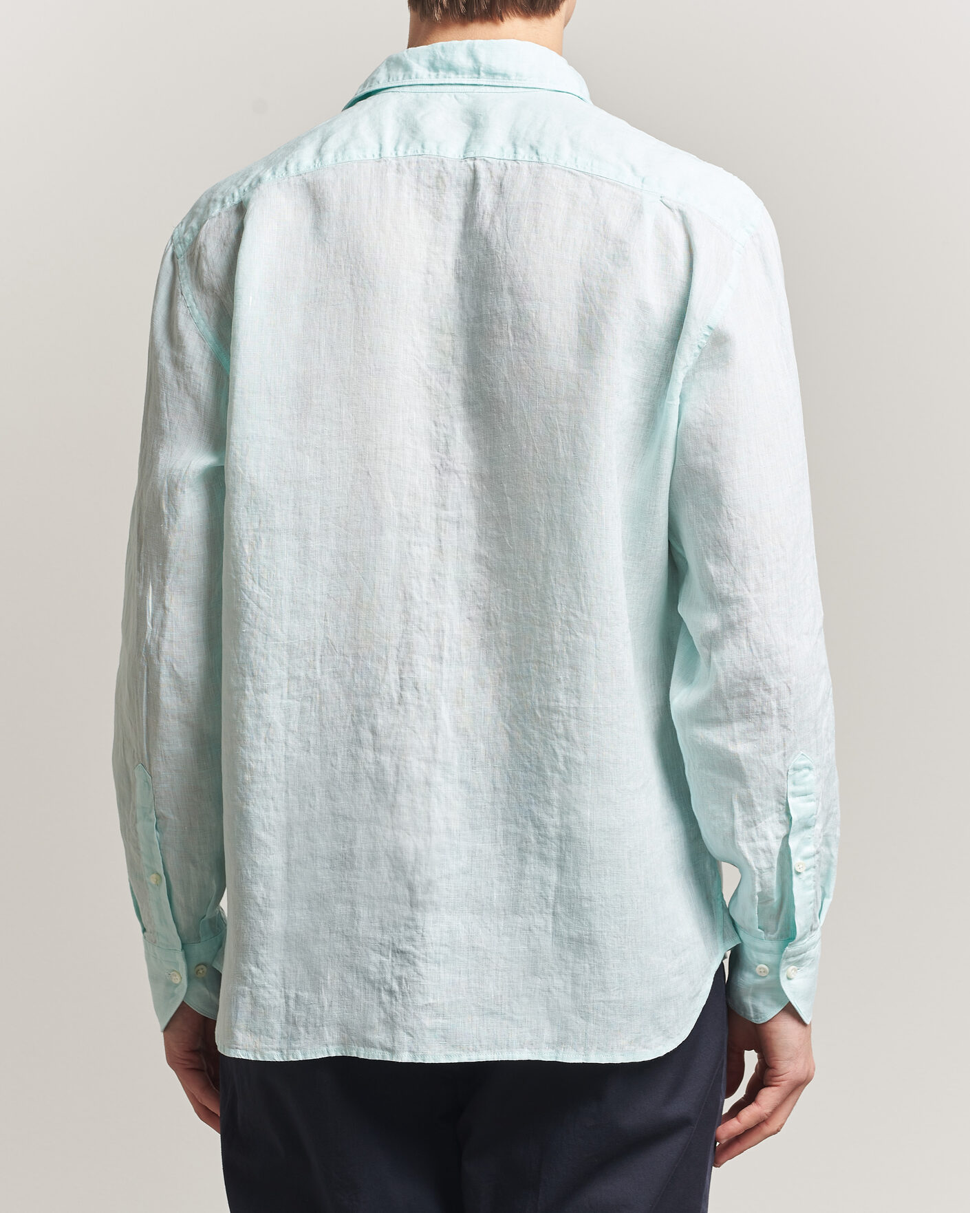 Uomini | Camicie | Stenströms | Regular Fit Cut Away Linen Shirt Mint