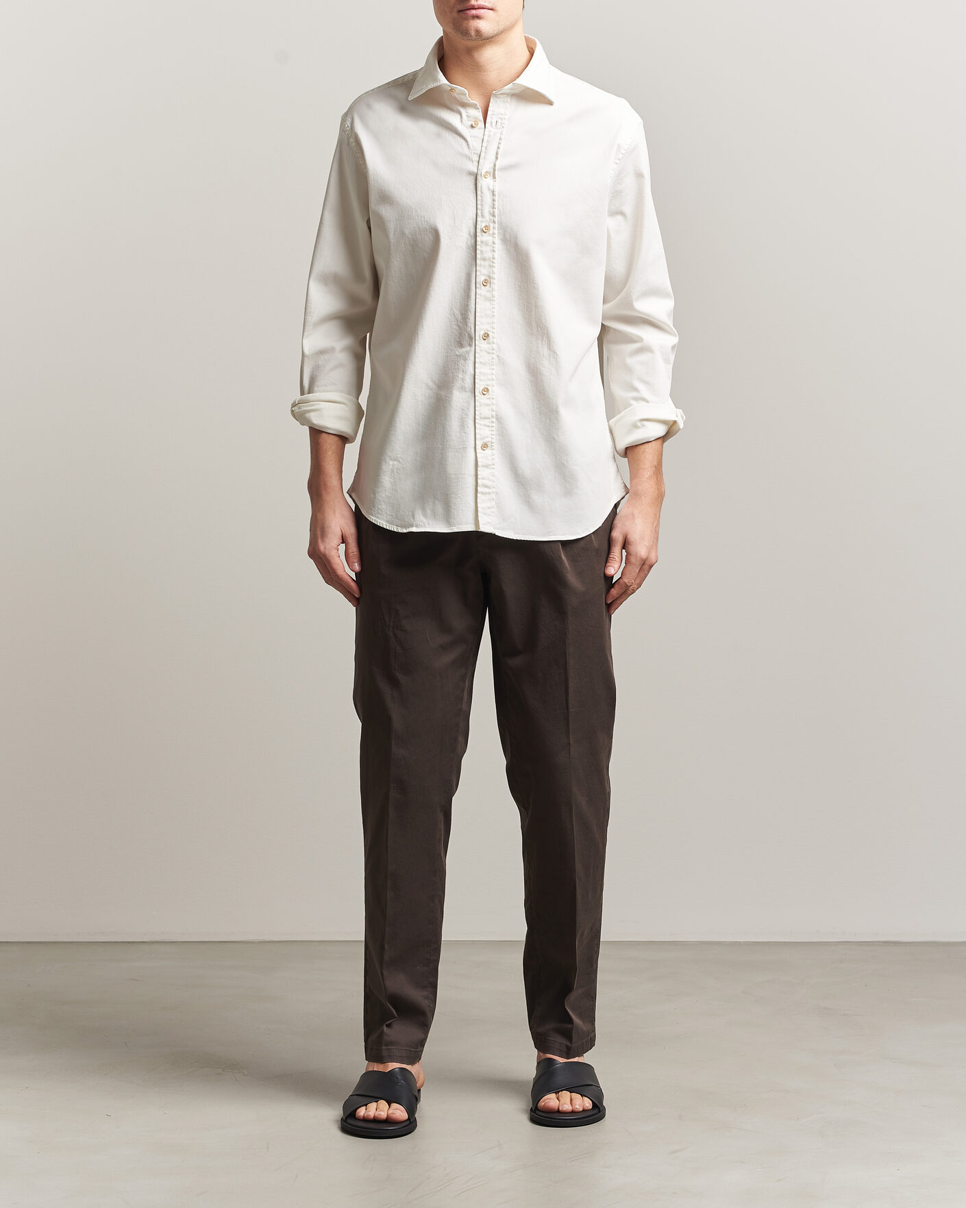 Uomini | Camicie | Stenströms | Regular Fit Garment Washed Denim Shirt White