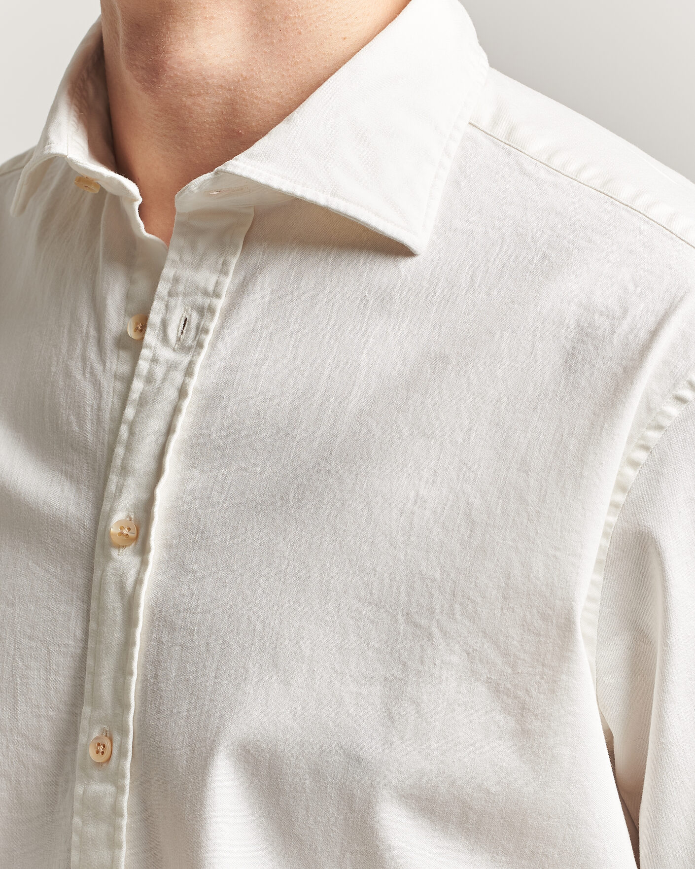 Uomini | Camicie | Stenströms | Regular Fit Garment Washed Denim Shirt White
