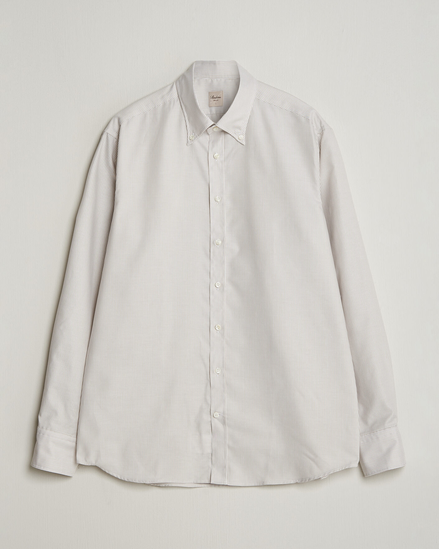 Uomini | Camicie | Stenströms | Regular Fit Thin Striped Oxford Shirt Beige