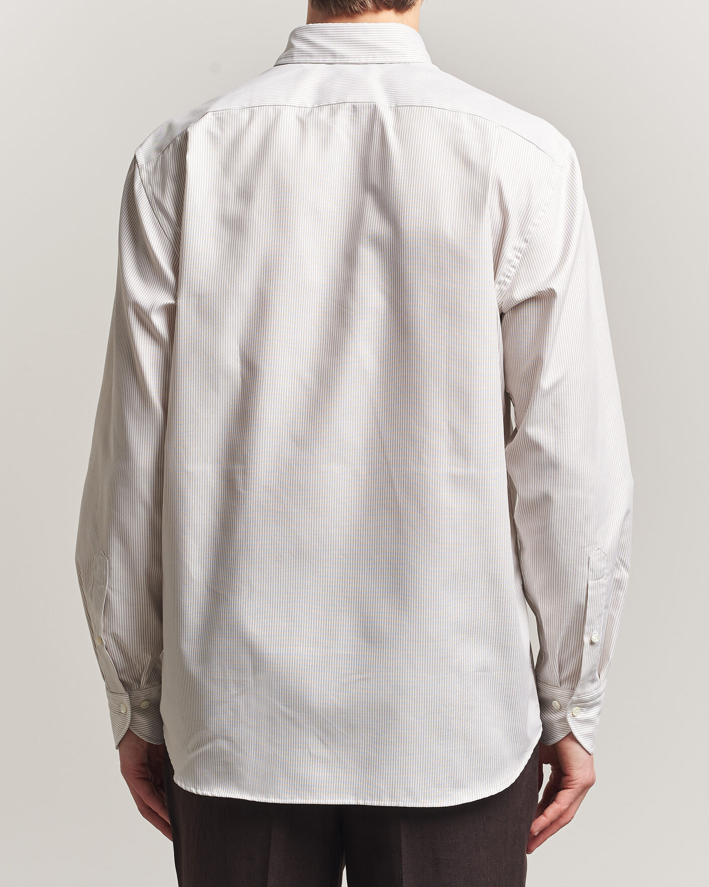 Uomini | Camicie | Stenströms | Regular Fit Thin Striped Oxford Shirt Beige