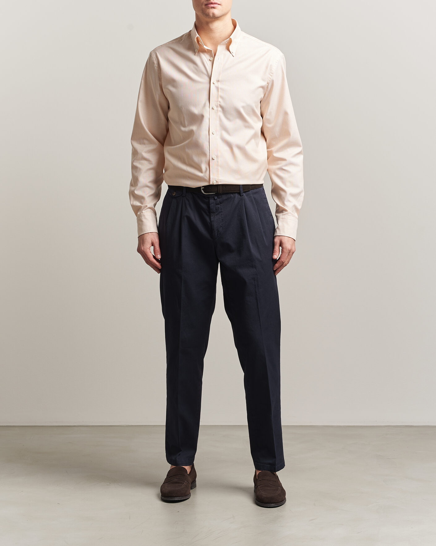 Uomini | Camicie | Stenströms | Regular Fit Thin Striped Oxford Shirt Orange