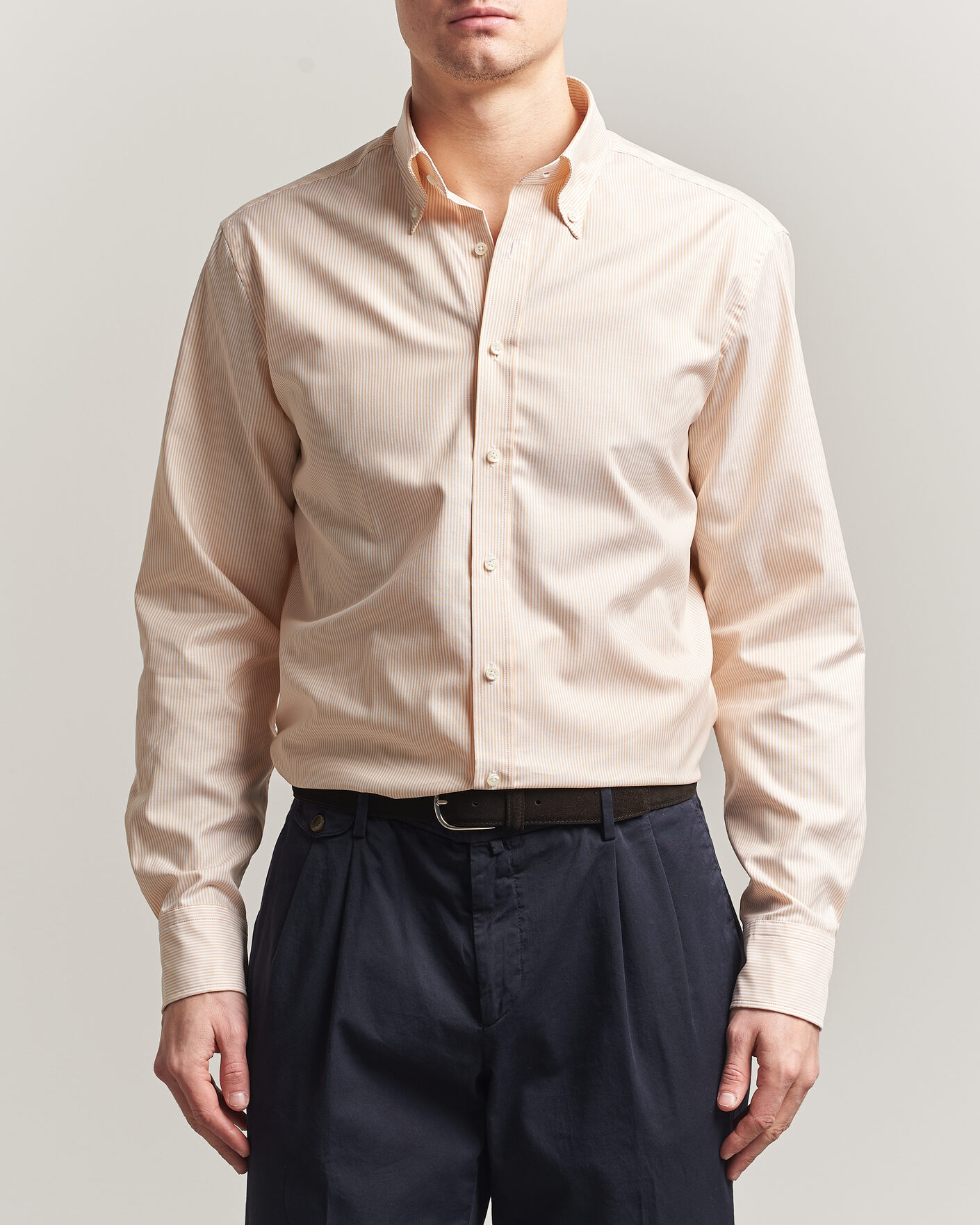 Uomini | Camicie | Stenströms | Regular Fit Thin Striped Oxford Shirt Orange