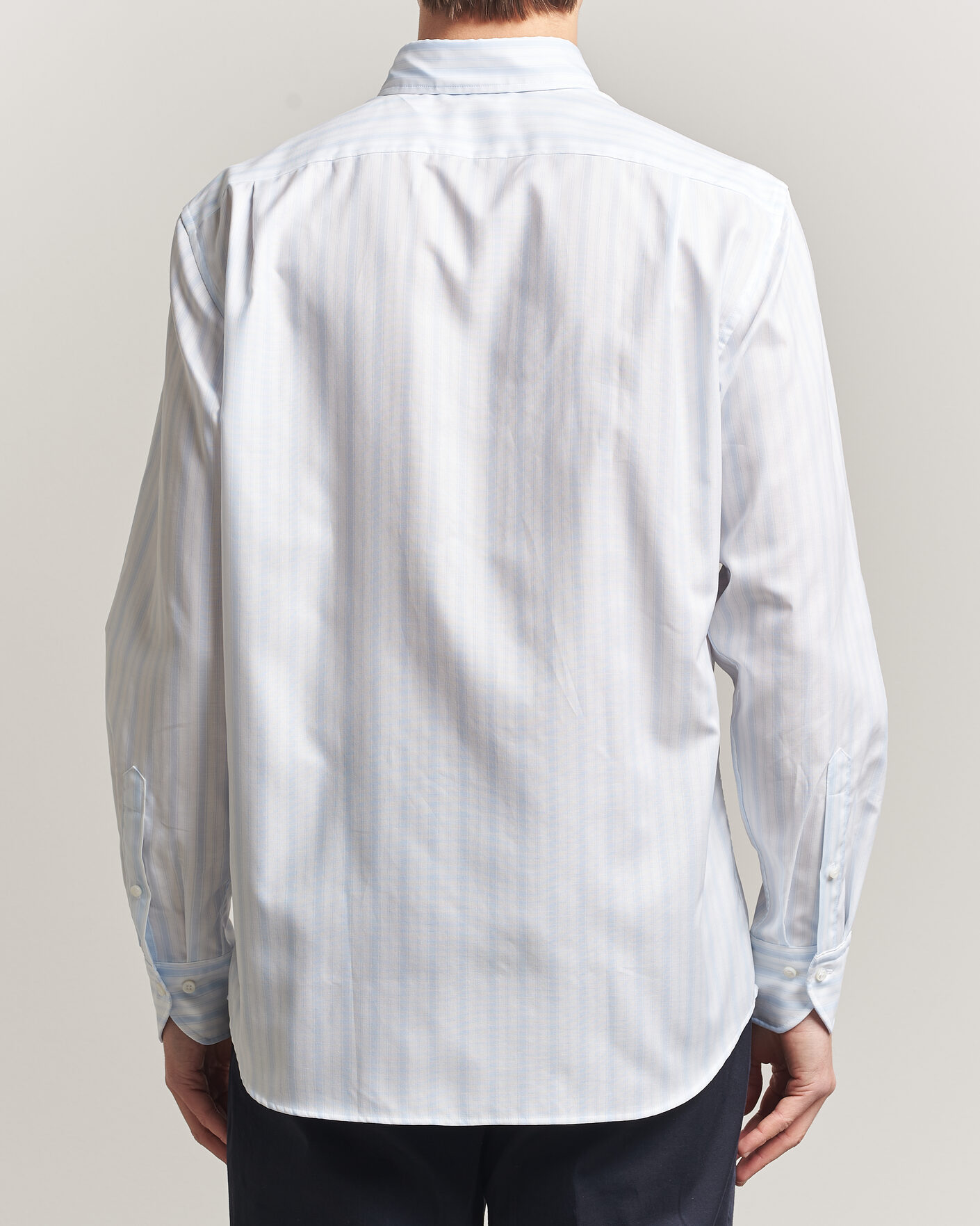 Uomini | Camicie | Stenströms | Regular Fit Striped Oxford Shirt Light Blue