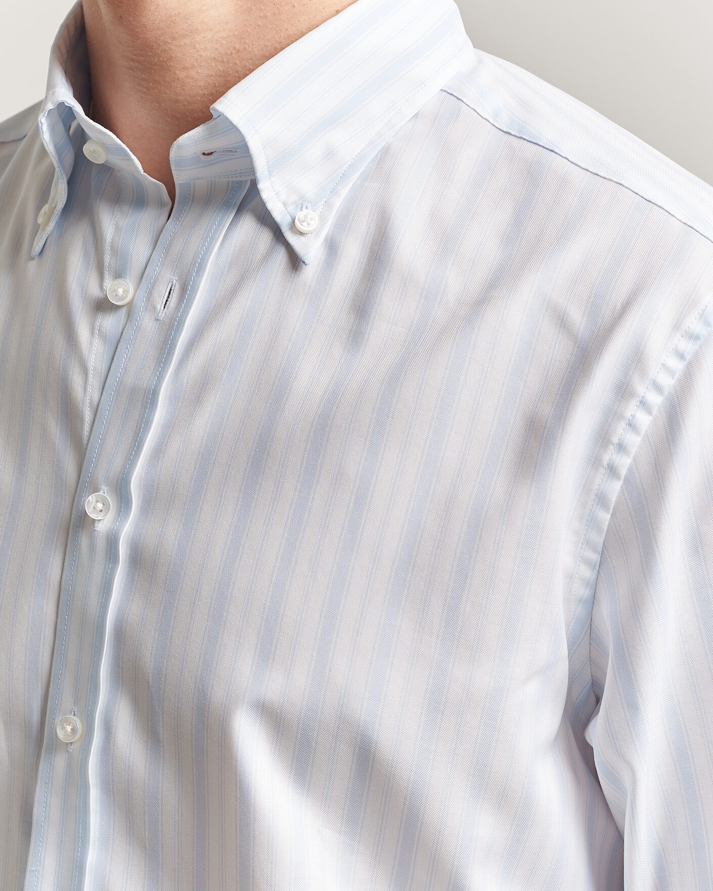 Uomini | Camicie | Stenströms | Regular Fit Striped Oxford Shirt Light Blue