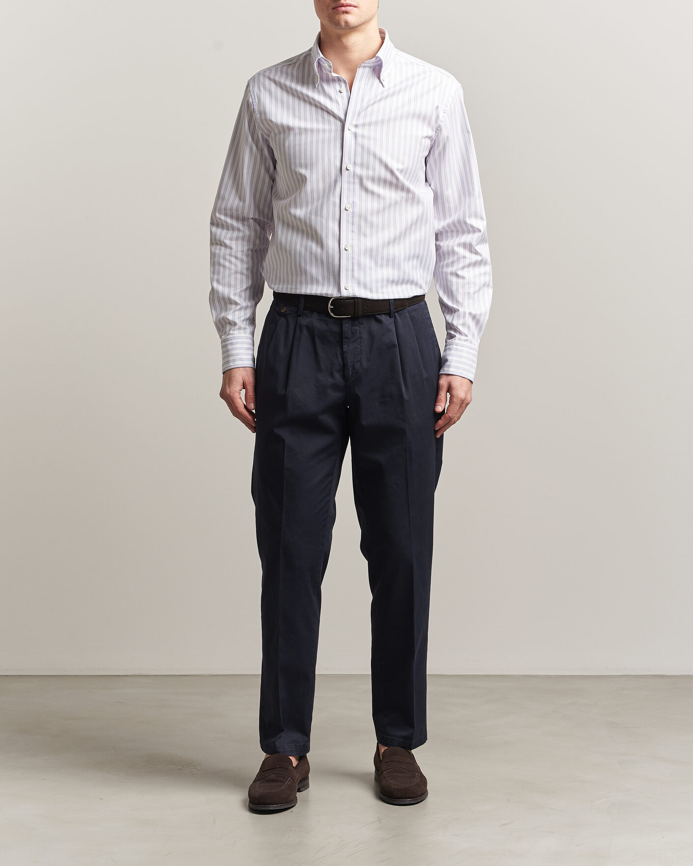 Uomini | Camicie | Stenströms | Regular Fit Multi Striped Oxford Shirt Blue/Pink