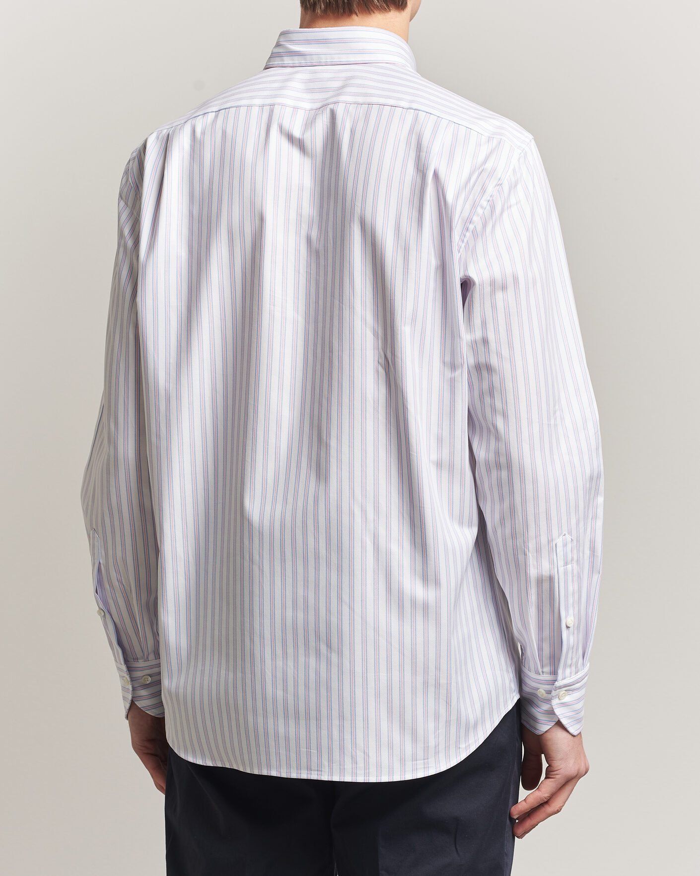 Uomini | Camicie | Stenströms | Regular Fit Multi Striped Oxford Shirt Blue/Pink