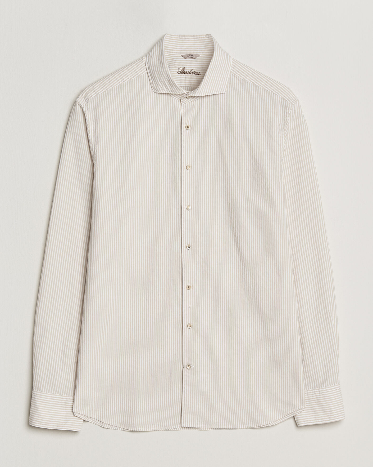 Uomini | Camicie | Stenströms | Regular Fit Structured Stripe Shirt Beige