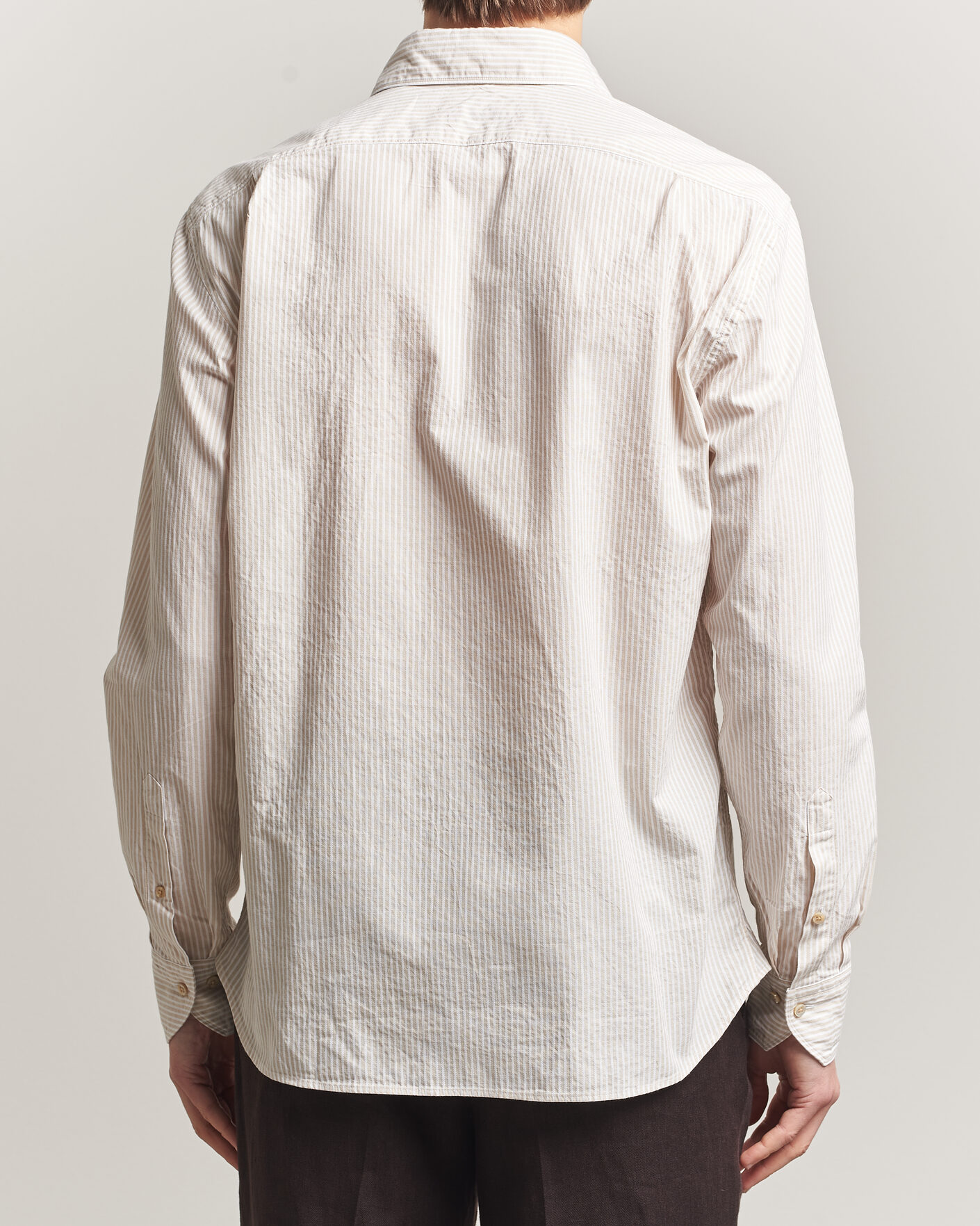 Uomini | Camicie | Stenströms | Regular Fit Structured Stripe Shirt Beige