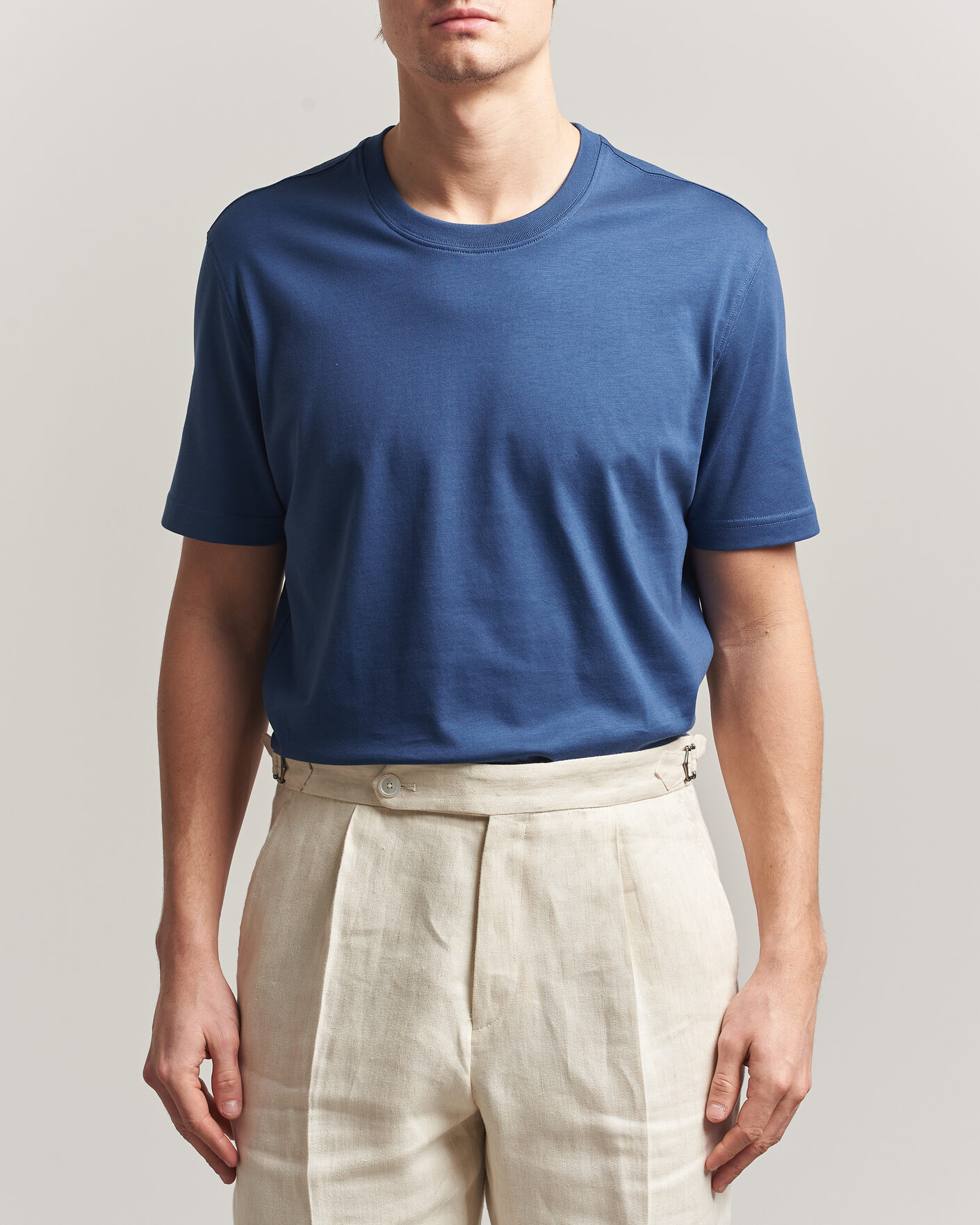 Uomini | T-shirt | Eton | Supima Cotton Crew Neck T-Shirt Mid Blue