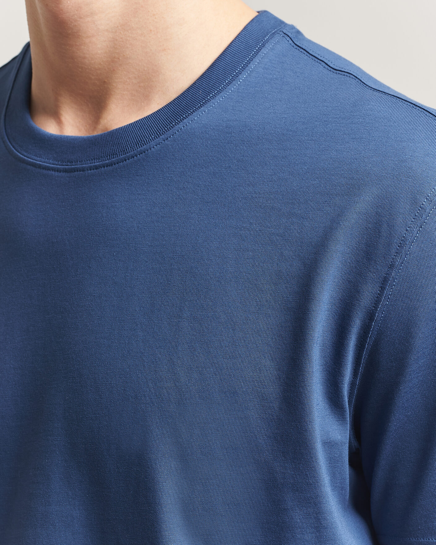 Uomini | T-shirt | Eton | Supima Cotton Crew Neck T-Shirt Mid Blue