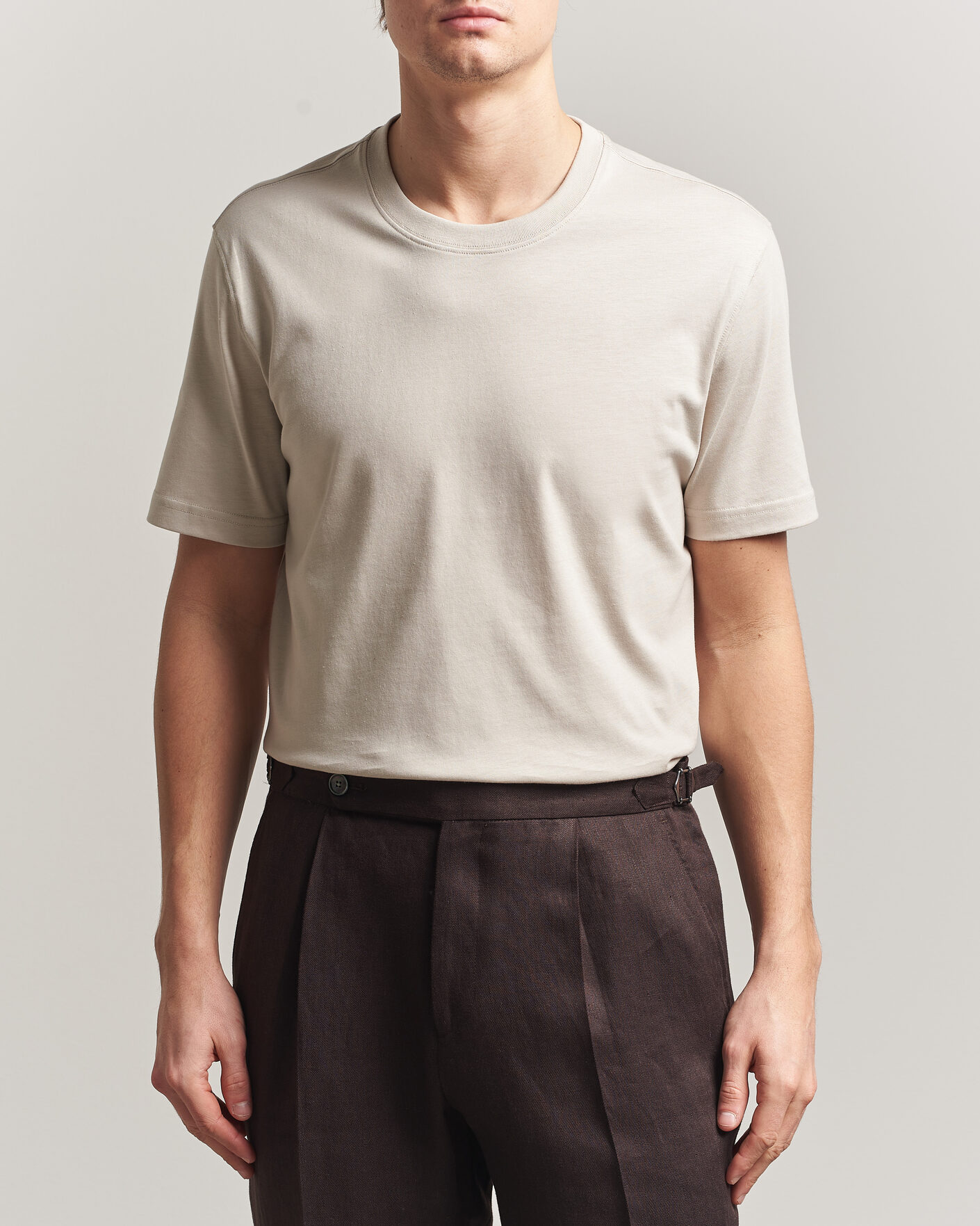 Uomini | T-shirt | Eton | Supima Cotton Crew Neck T-Shirt Beige