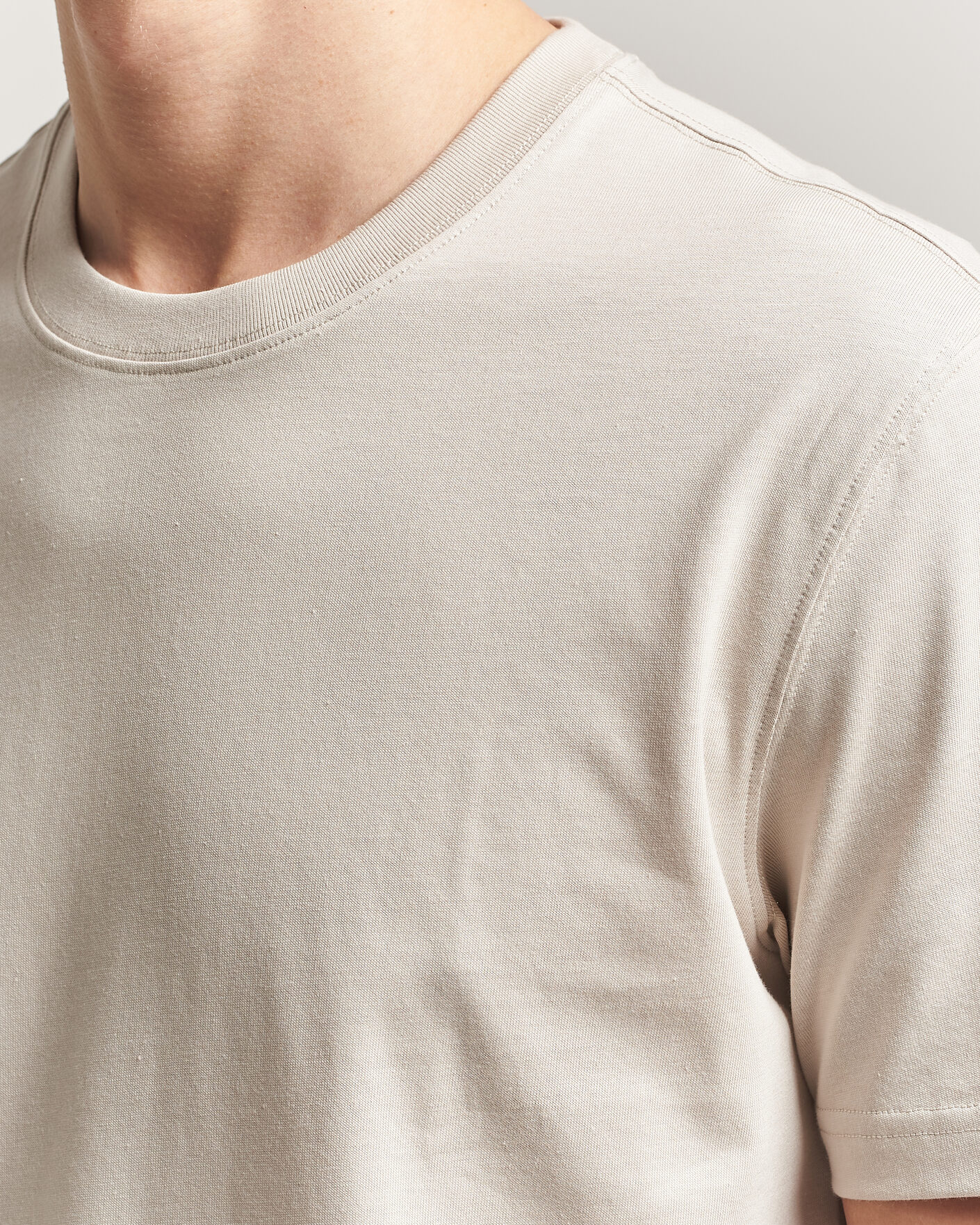 Uomini | T-shirt | Eton | Supima Cotton Crew Neck T-Shirt Beige