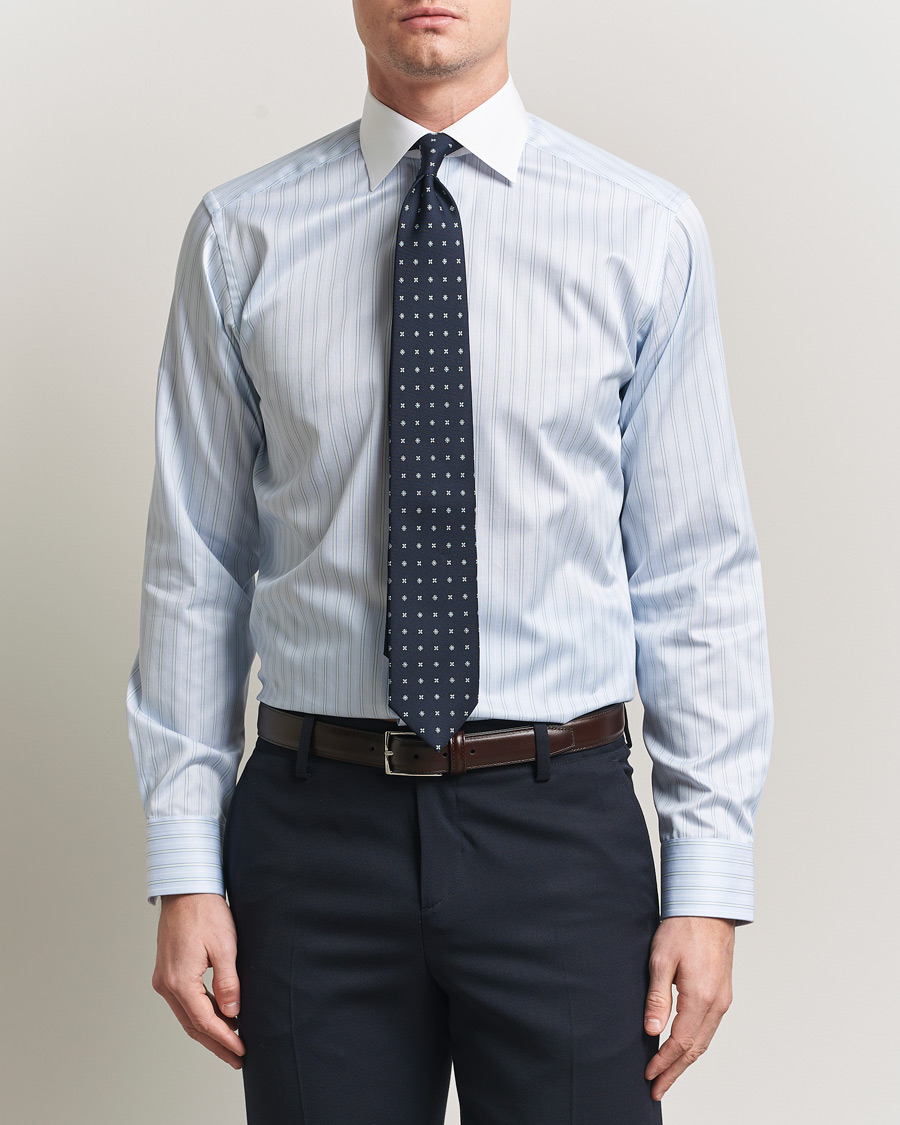 Uomini | Camicie | Eton | Slim Fit Signature Twill Striped Shirt Light Blue