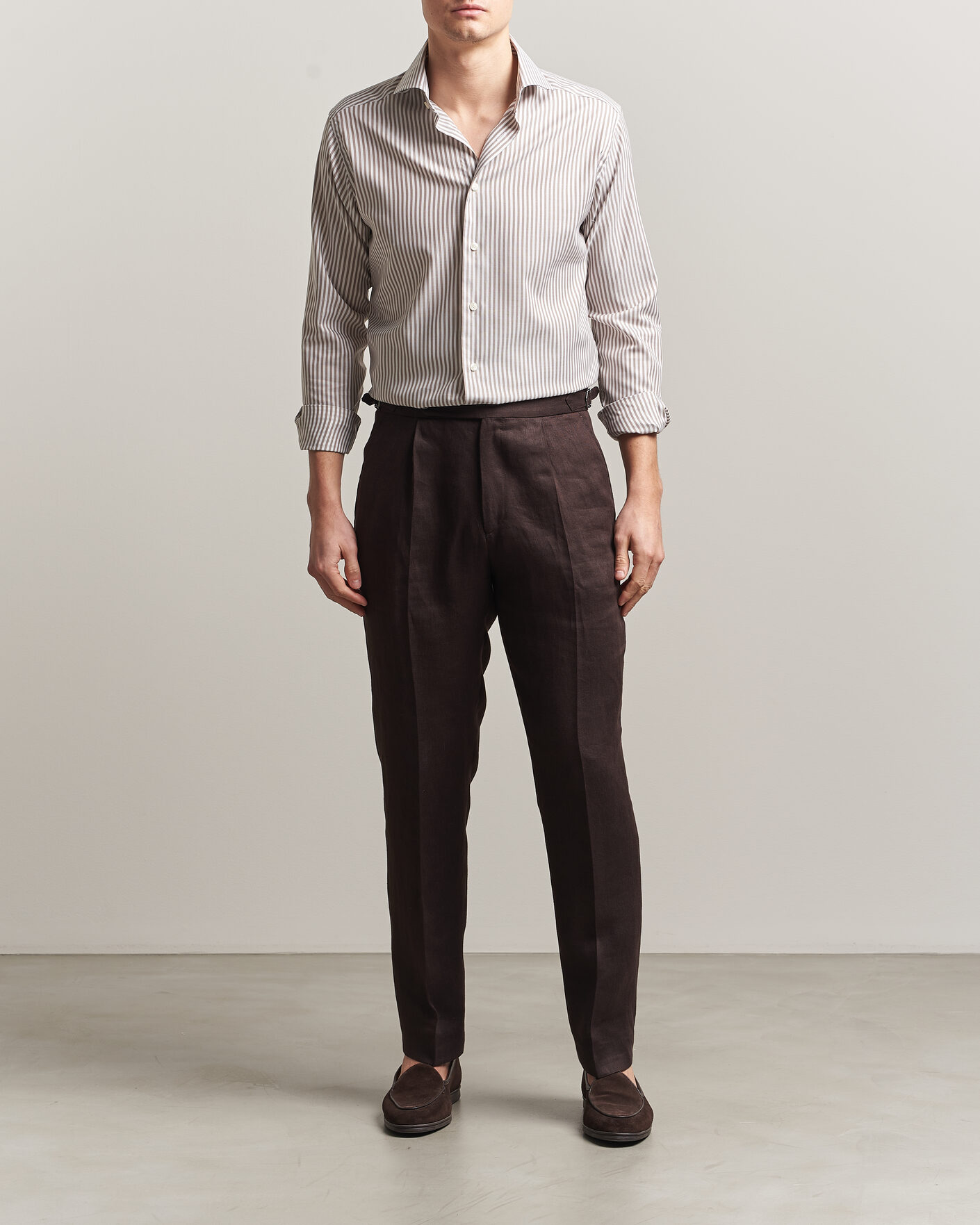 Uomini | Camicie | Eton | Slim Fit Signature Oxford Striped Shirt Beige