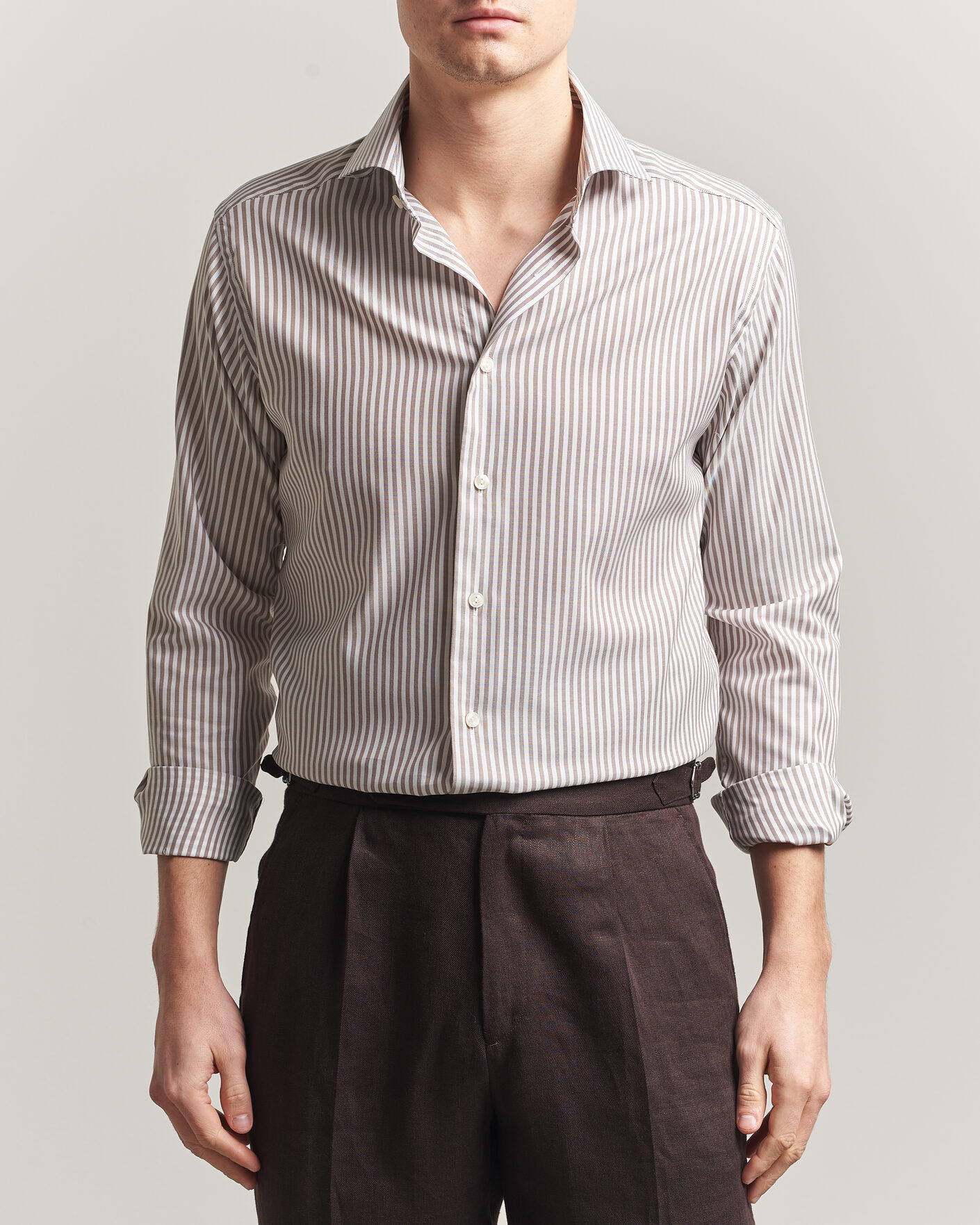 Uomini | Camicie | Eton | Slim Fit Signature Oxford Striped Shirt Beige
