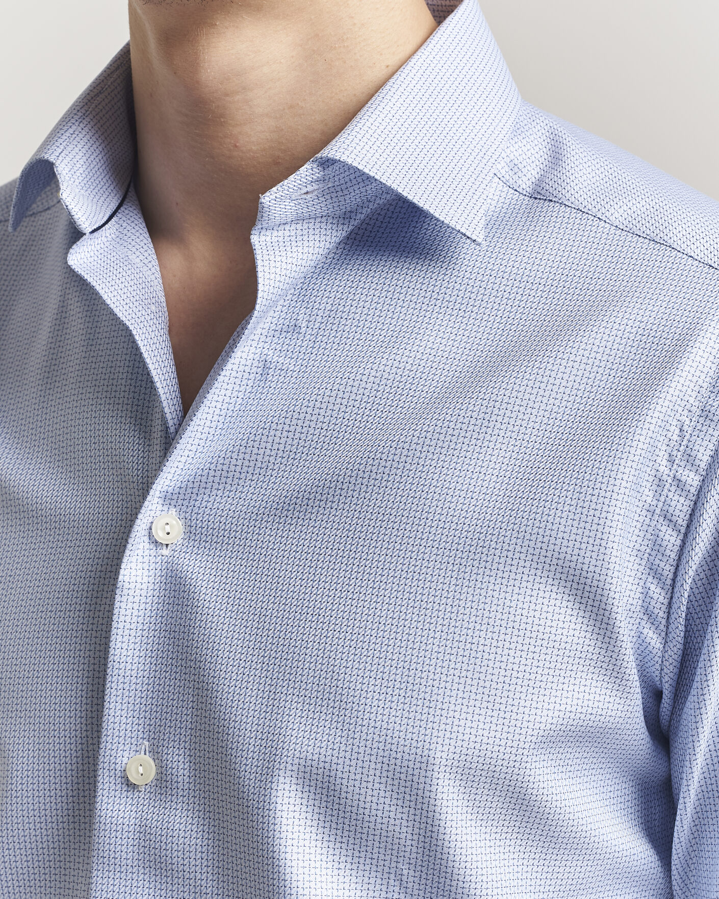 Uomini | Camicie | Eton | Slim Fit Signature Twill Structured Shirt Mid Blue