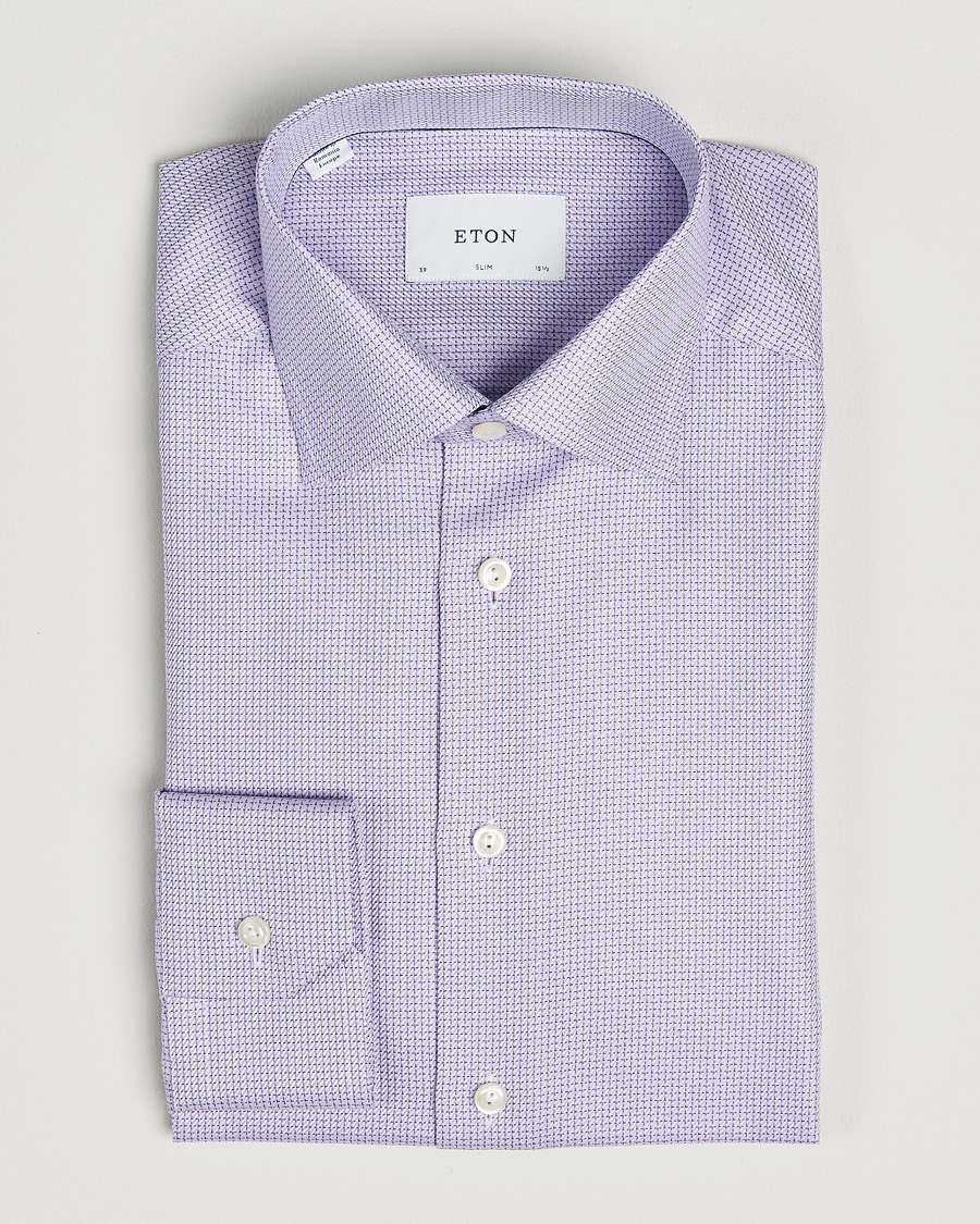 Uomini | Camicie | Eton | Slim Fit Signature Twill Structured Shirt Light Purple