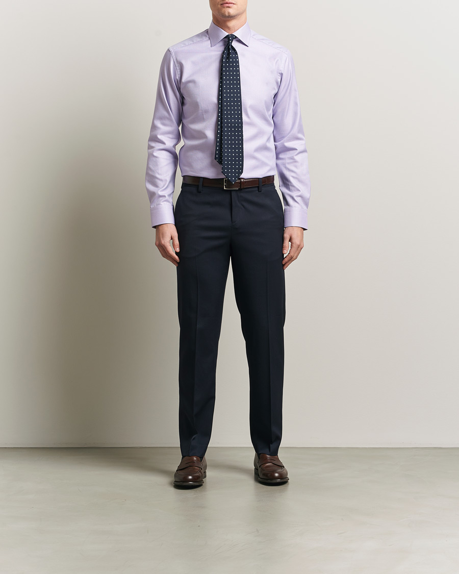 Uomini | Camicie | Eton | Slim Fit Signature Twill Structured Shirt Light Purple