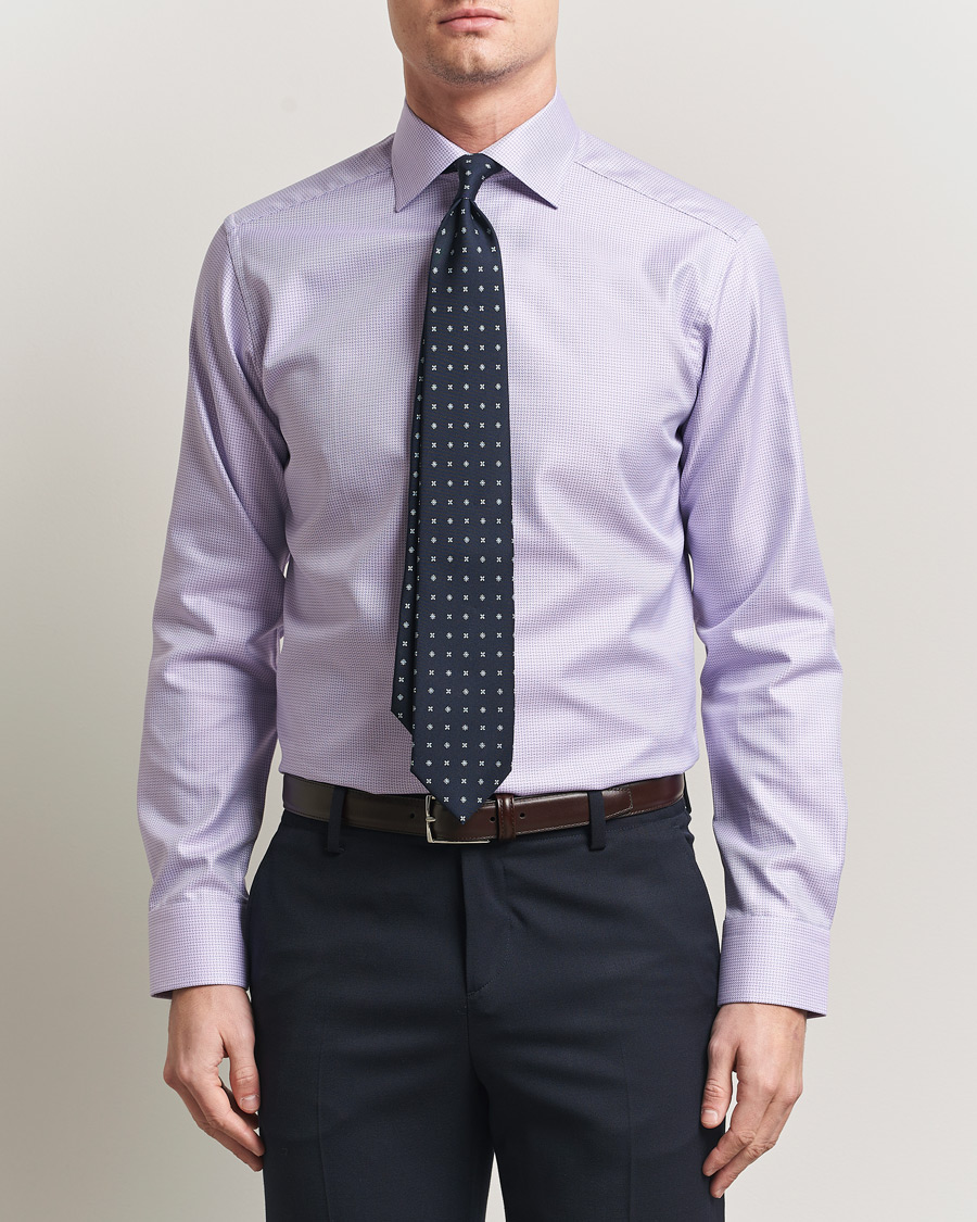 Uomini | Camicie | Eton | Slim Fit Signature Twill Structured Shirt Light Purple